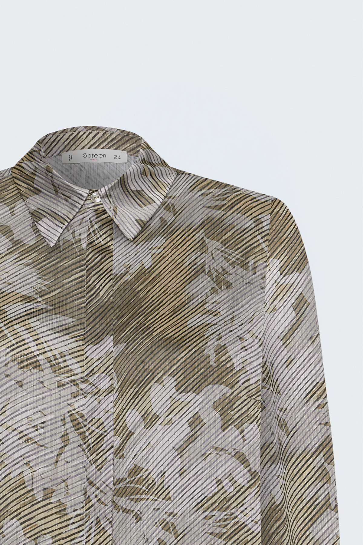 Striped Floral Shirt - Beıge