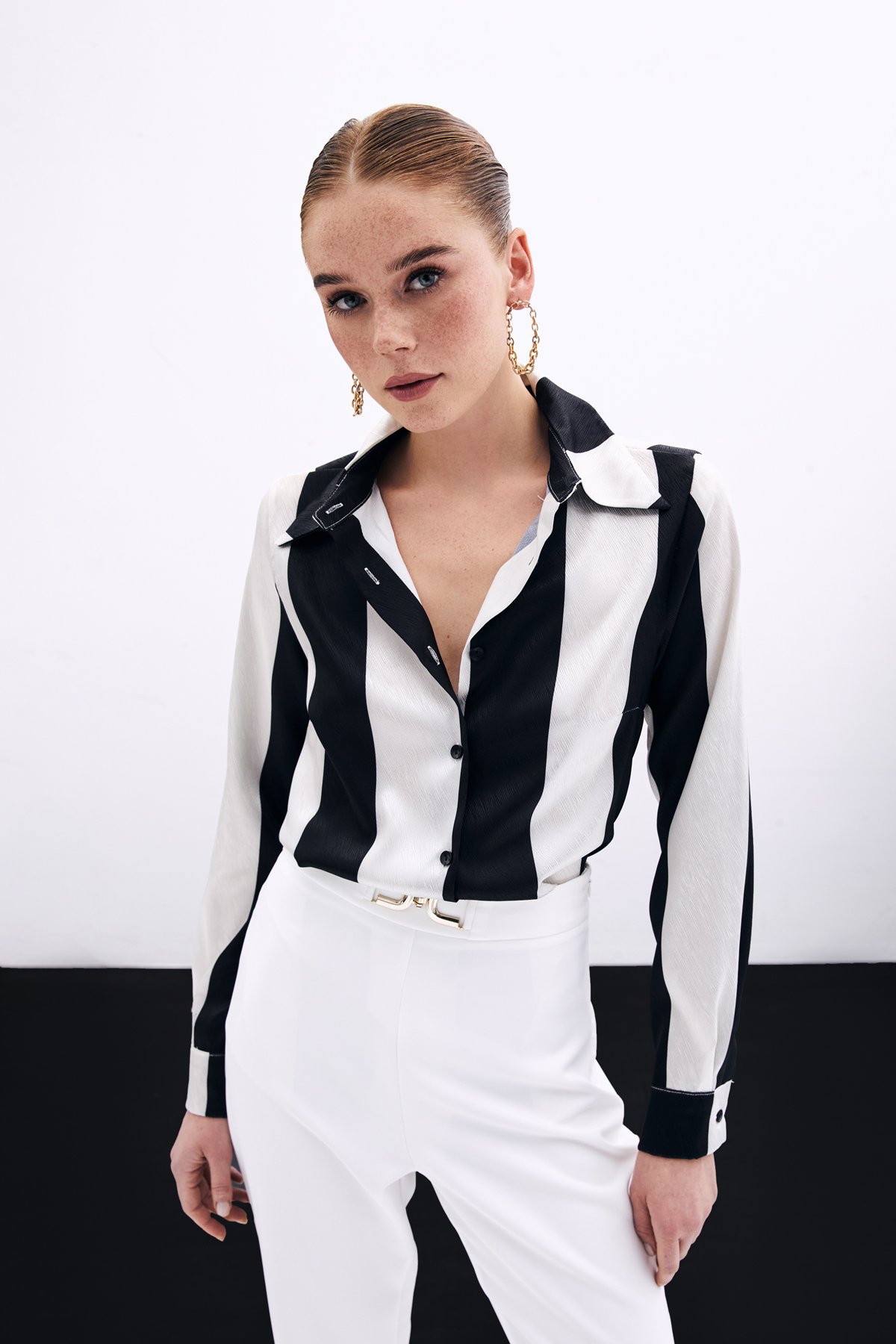 Striped Plain Shirt - Black