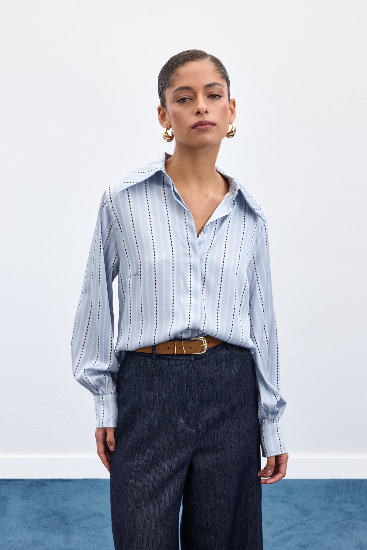 Çizgili Gömlek - Bebe Mavi