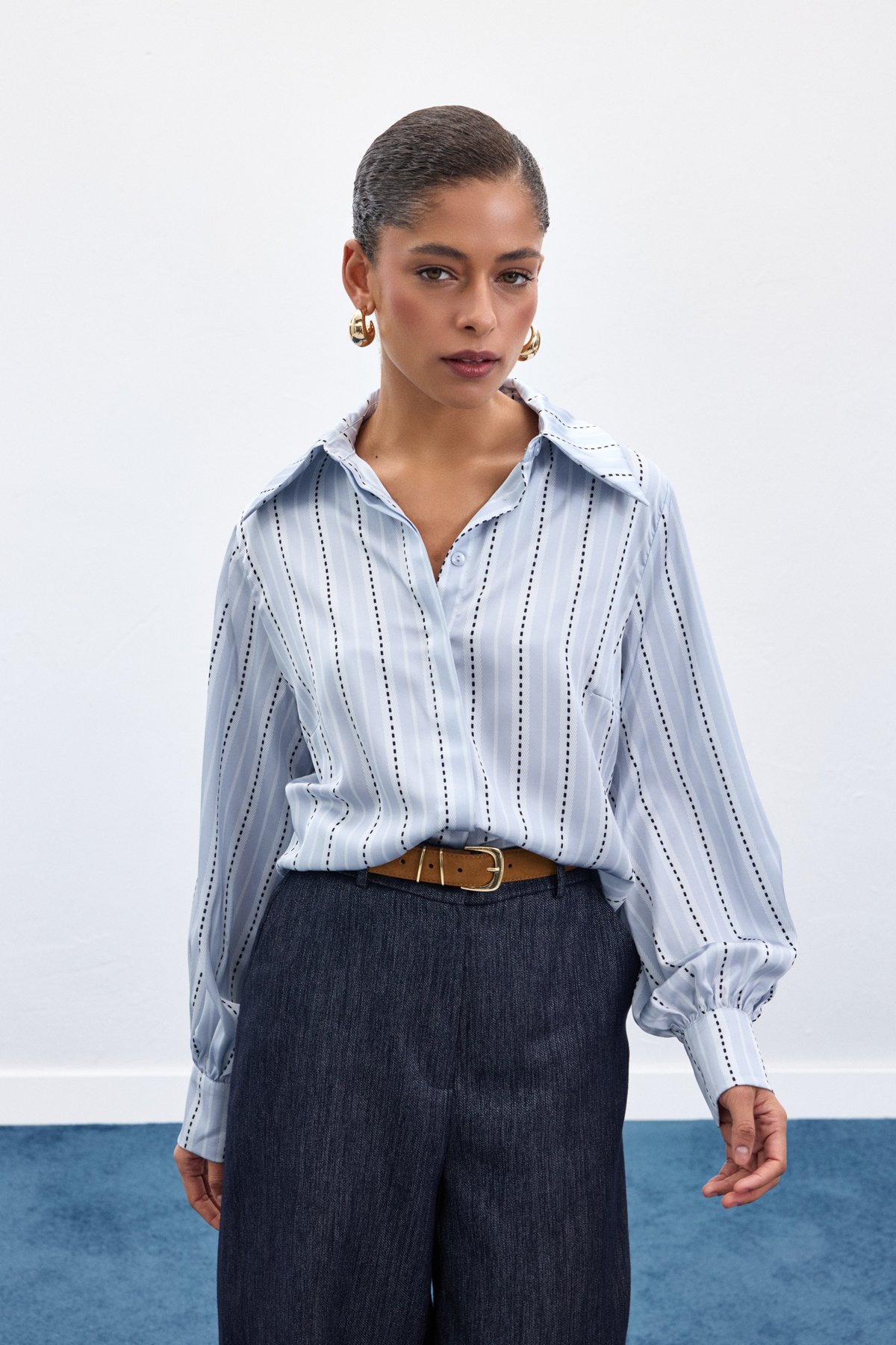 Çizgili Gömlek - Bebe Mavi