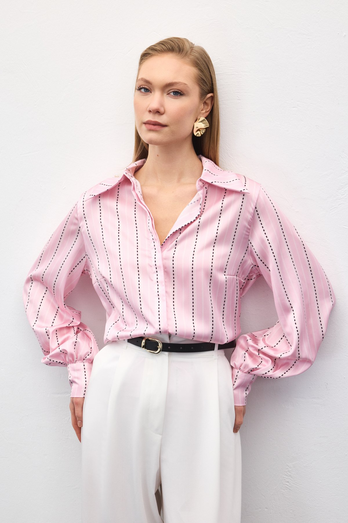 Çizgili Gömlek - Pembe