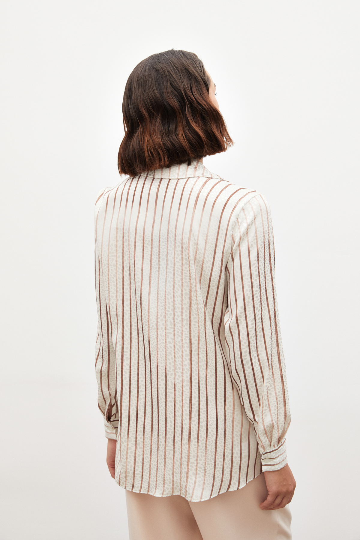 Çizgili Klasik Gömlek - KAHVE