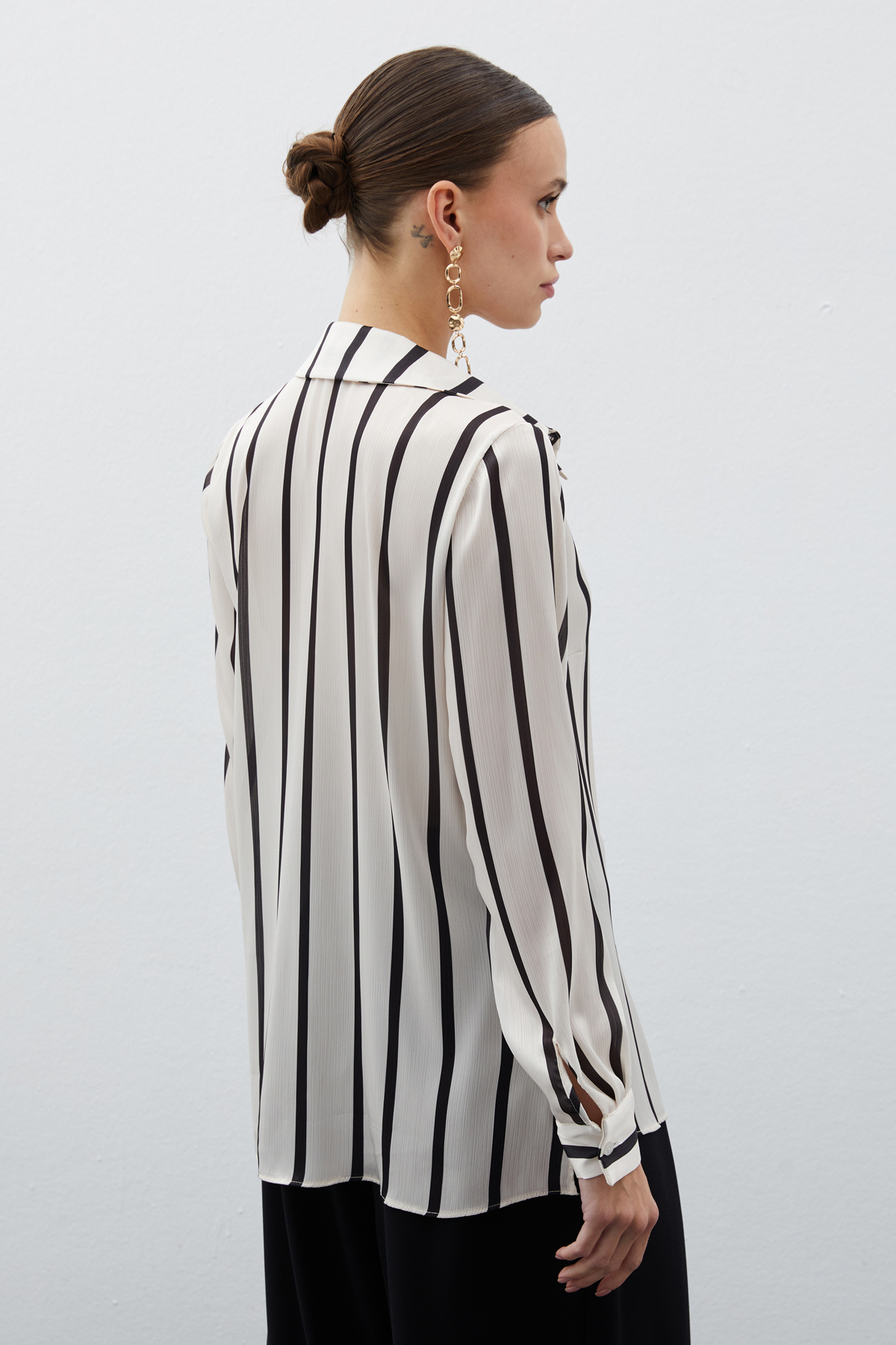 Çizgili Klasik Gömlek - LACİVERT