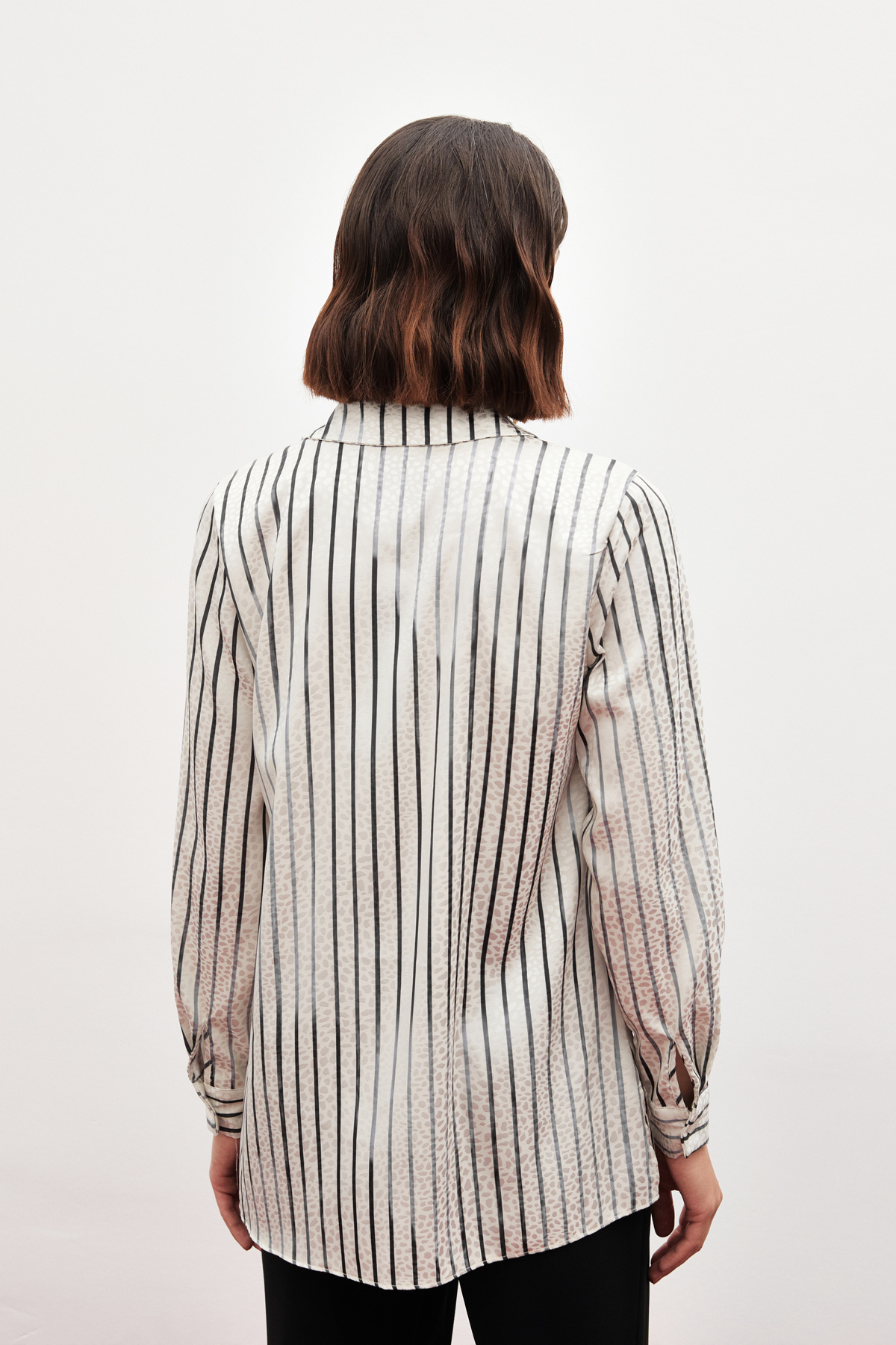 Çizgili Klasik Gömlek - SİYAH