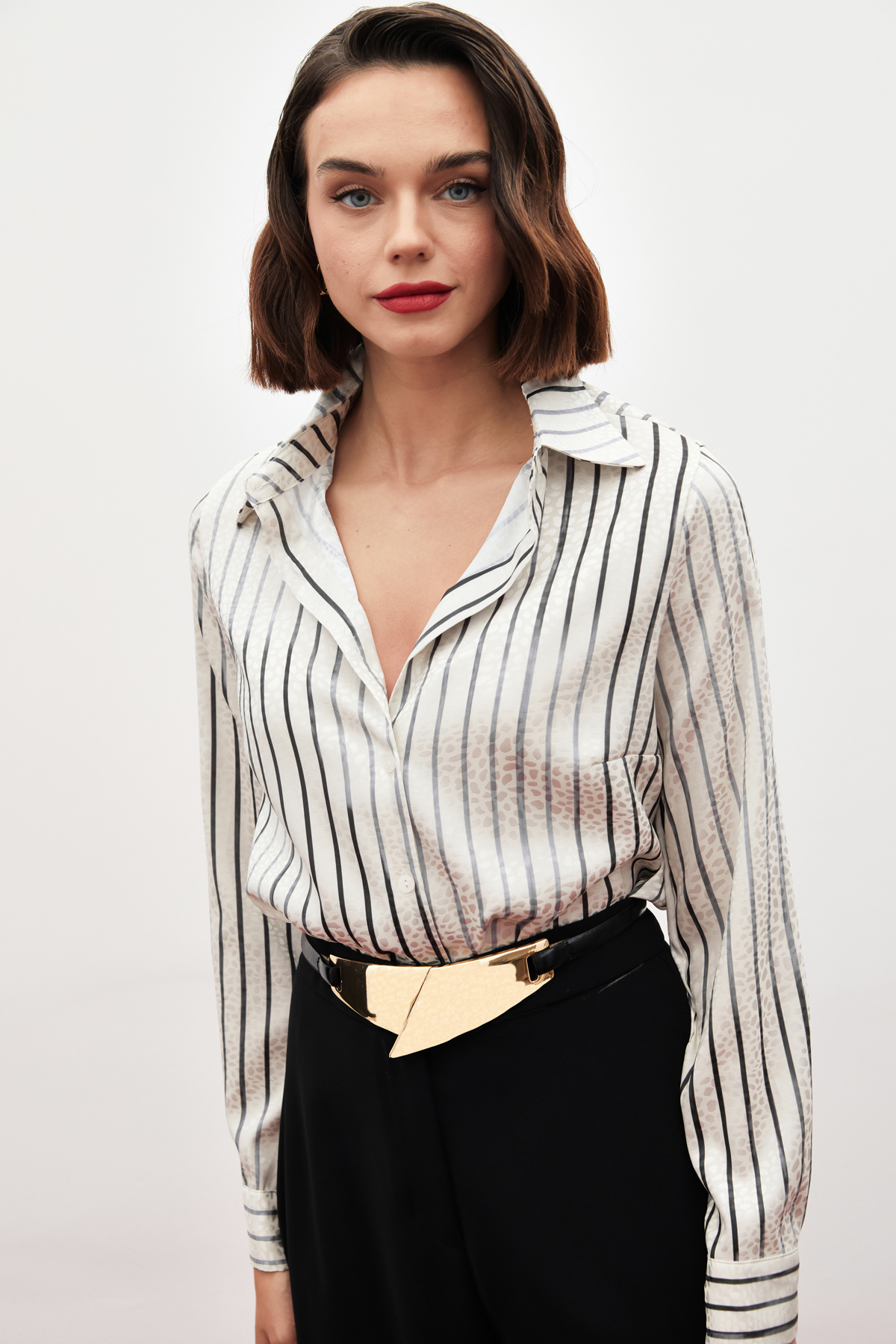 Çizgili Klasik Gömlek - SİYAH