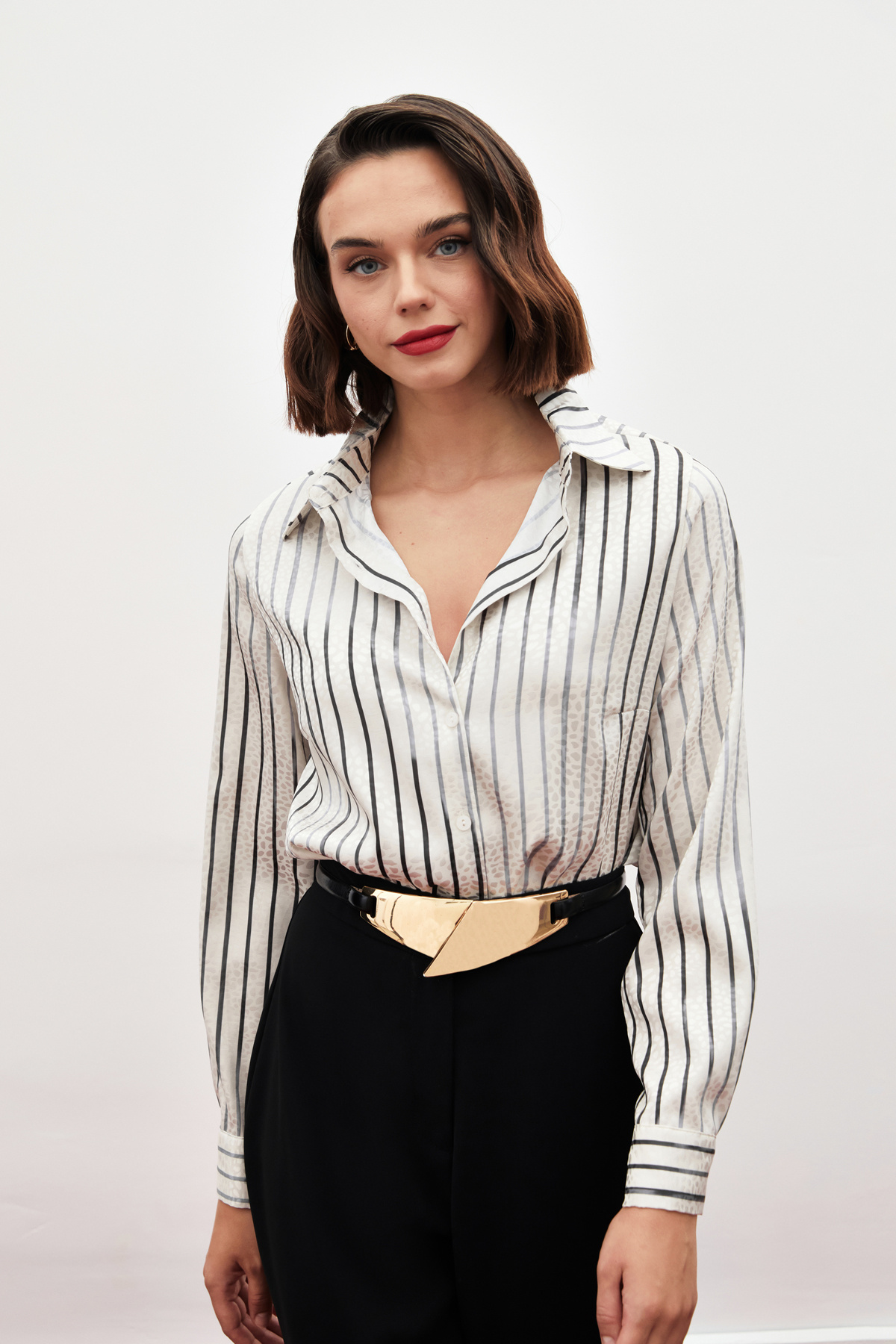 Çizgili Klasik Gömlek - SİYAH