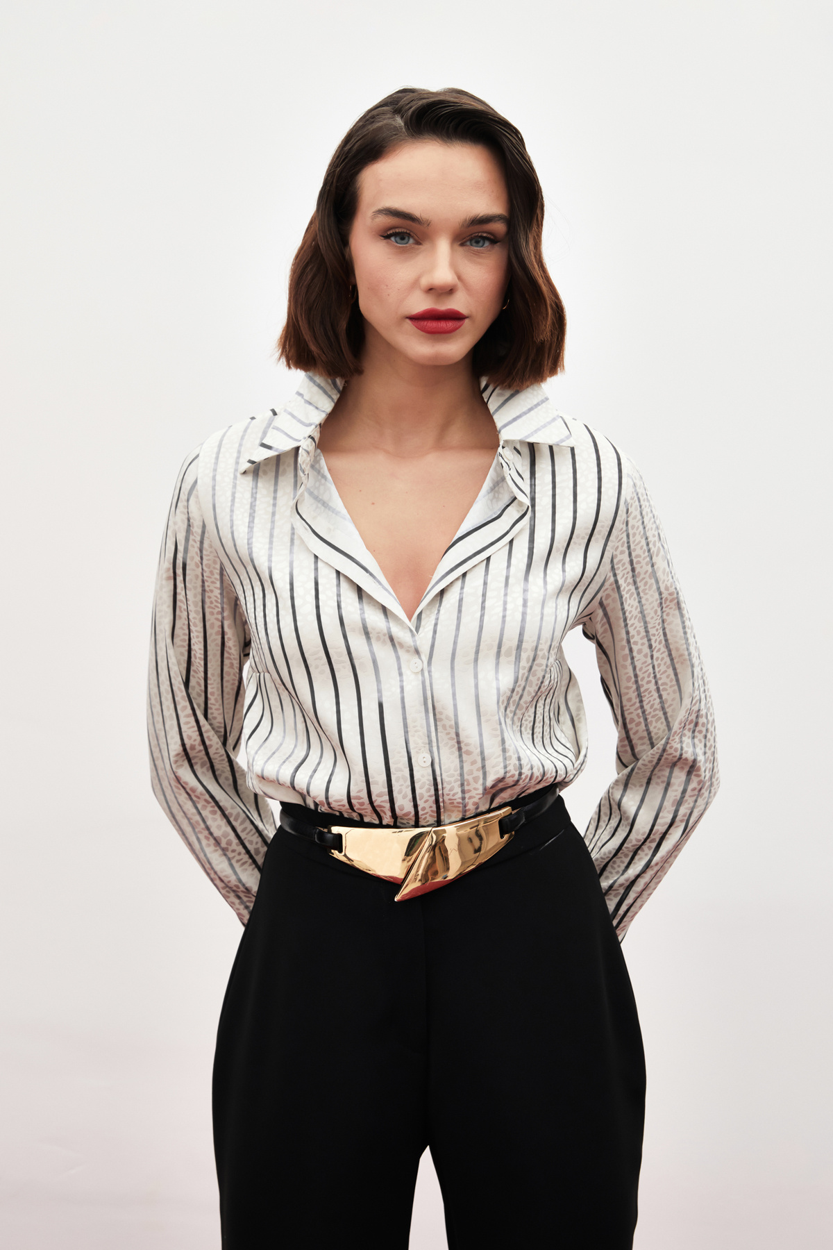 Çizgili Klasik Gömlek - SİYAH