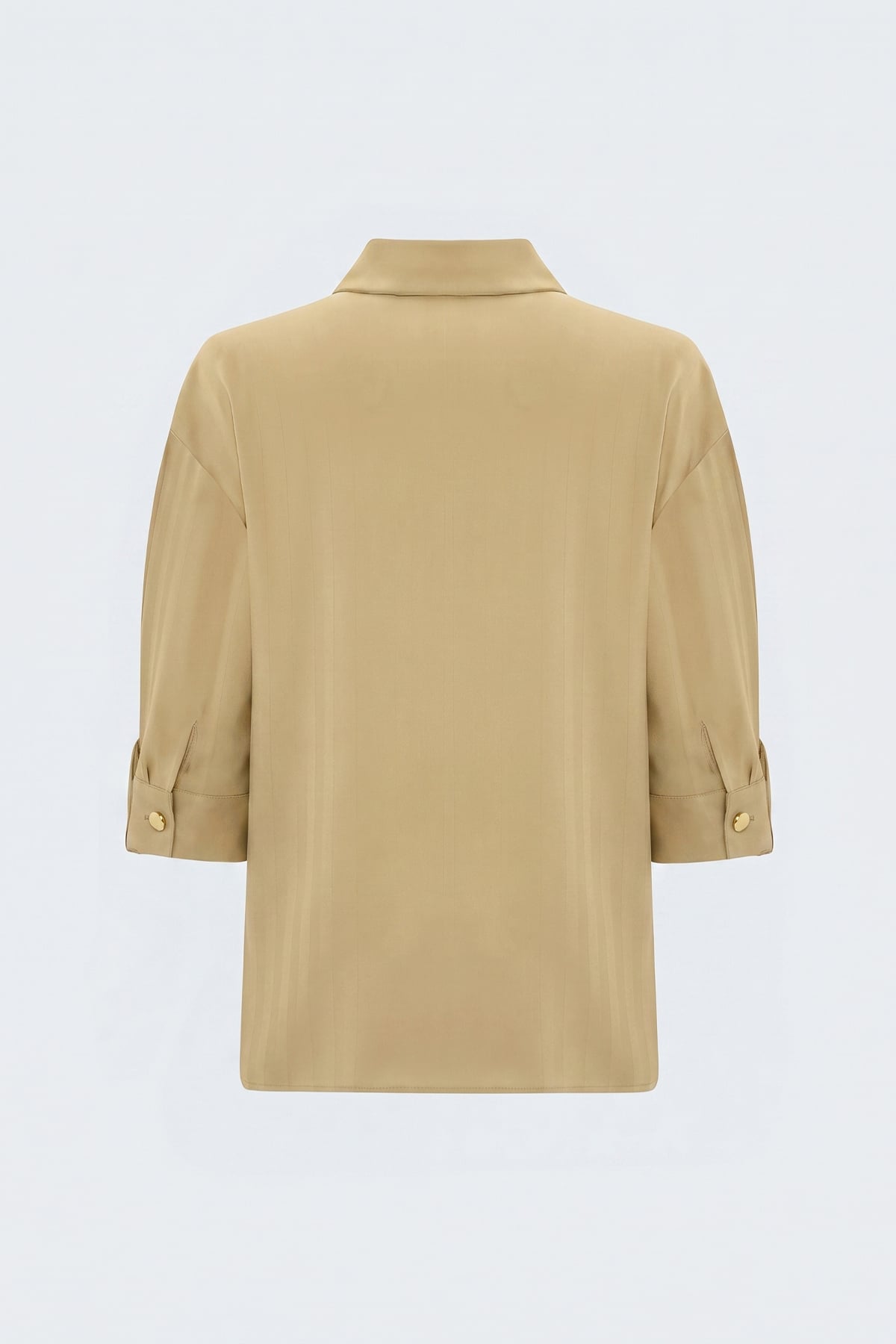 Striped Roll-Up Sleeve Shirt - Beıge