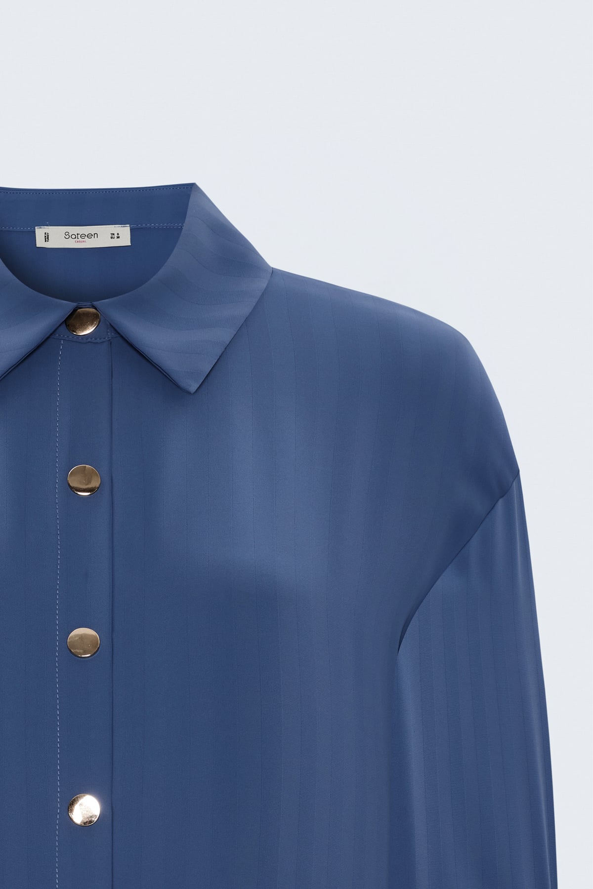 Striped Roll-Up Sleeve Shirt - Indıgo