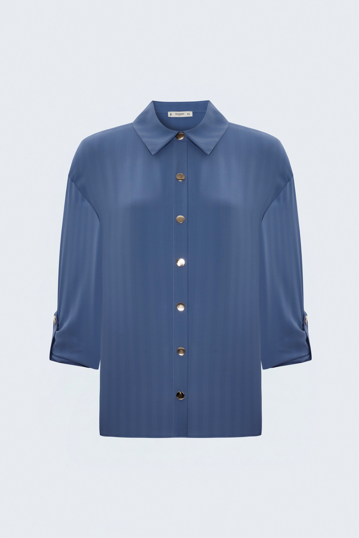 Striped Roll-Up Sleeve Shirt - Indıgo