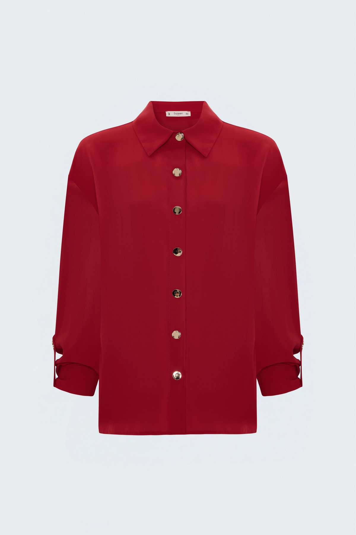 Striped Roll-Up Sleeve Shirt - Red