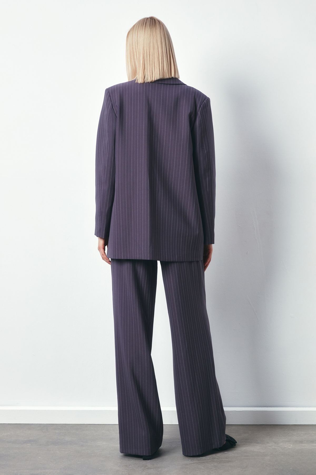 Çizgili Salaş Ceket - GRİ