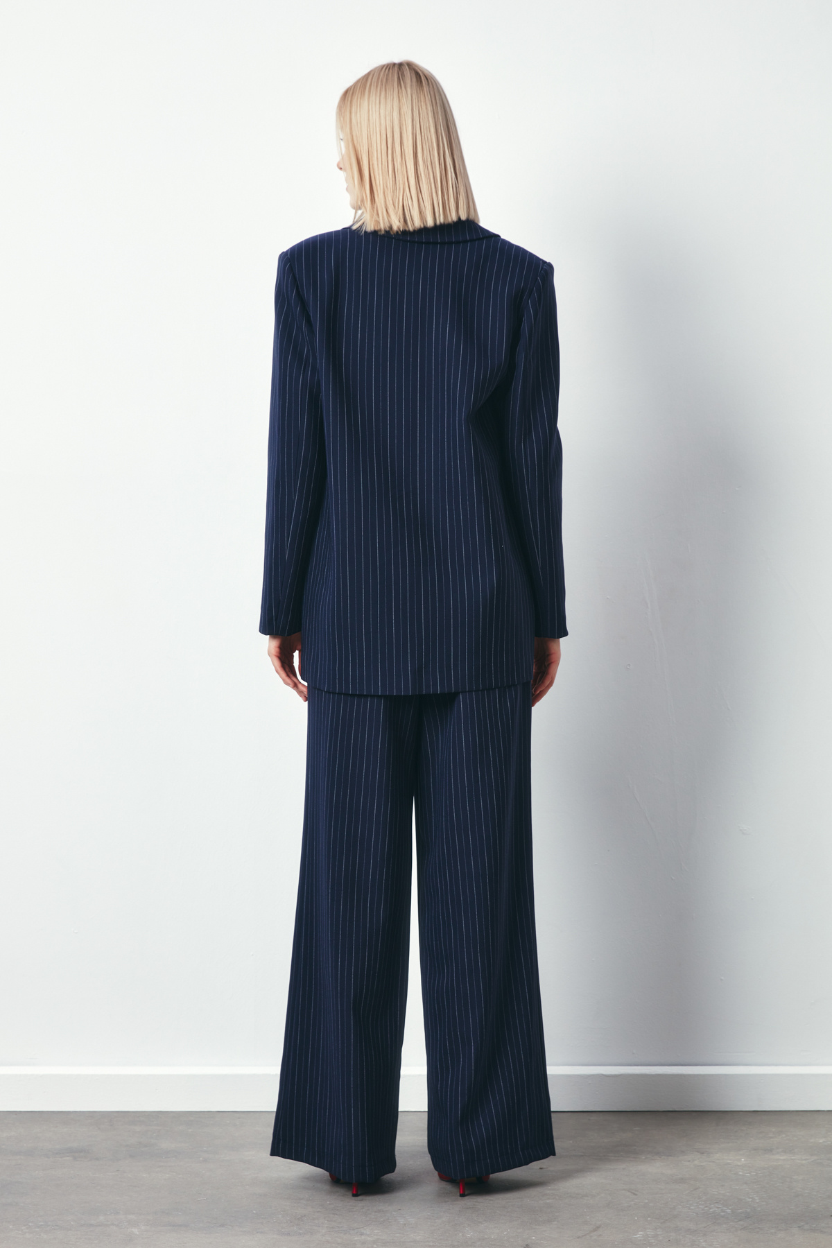 Çizgili Salaş Ceket - LACİVERT