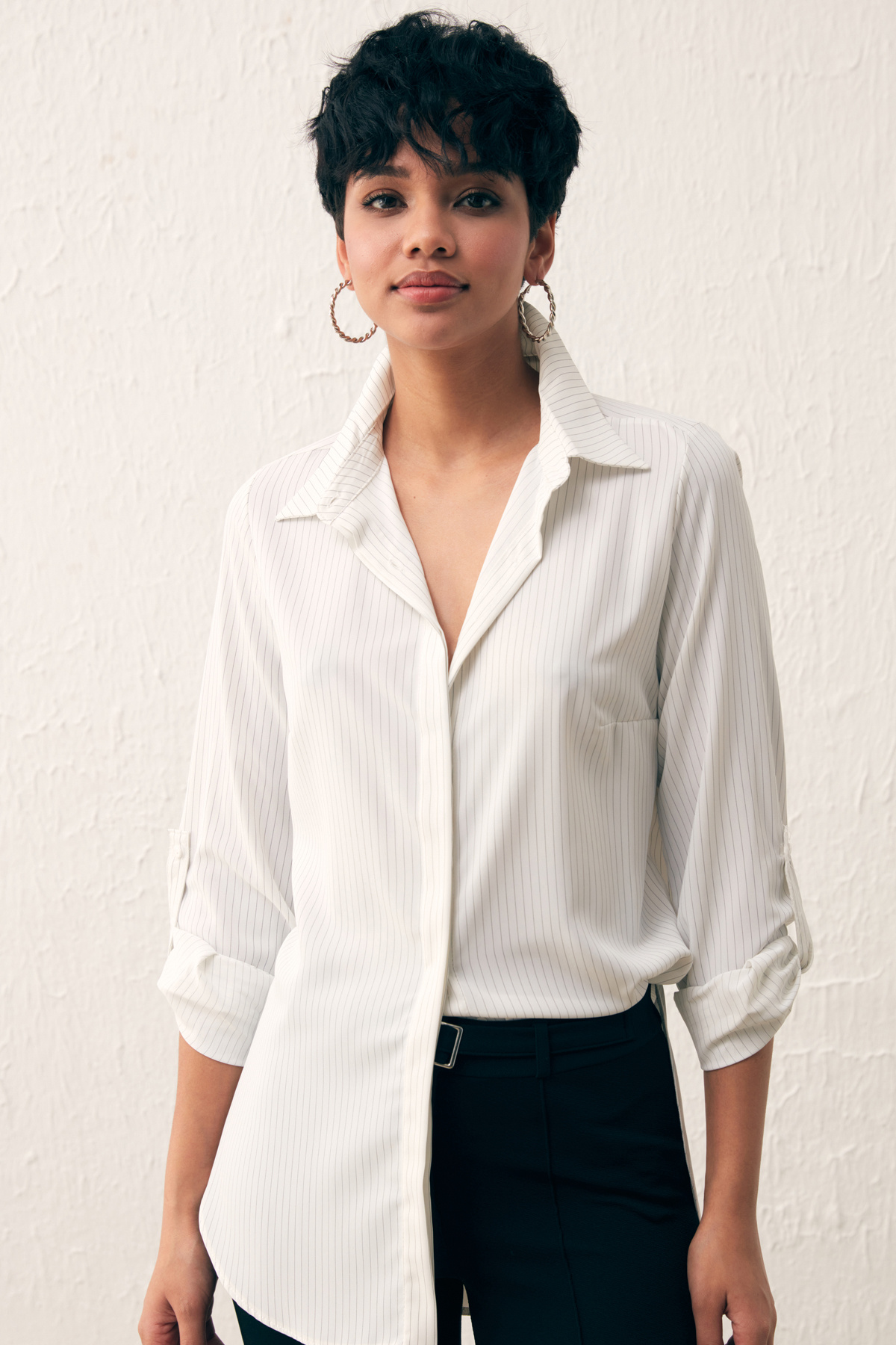 Striped Loose Shirt - ECRU