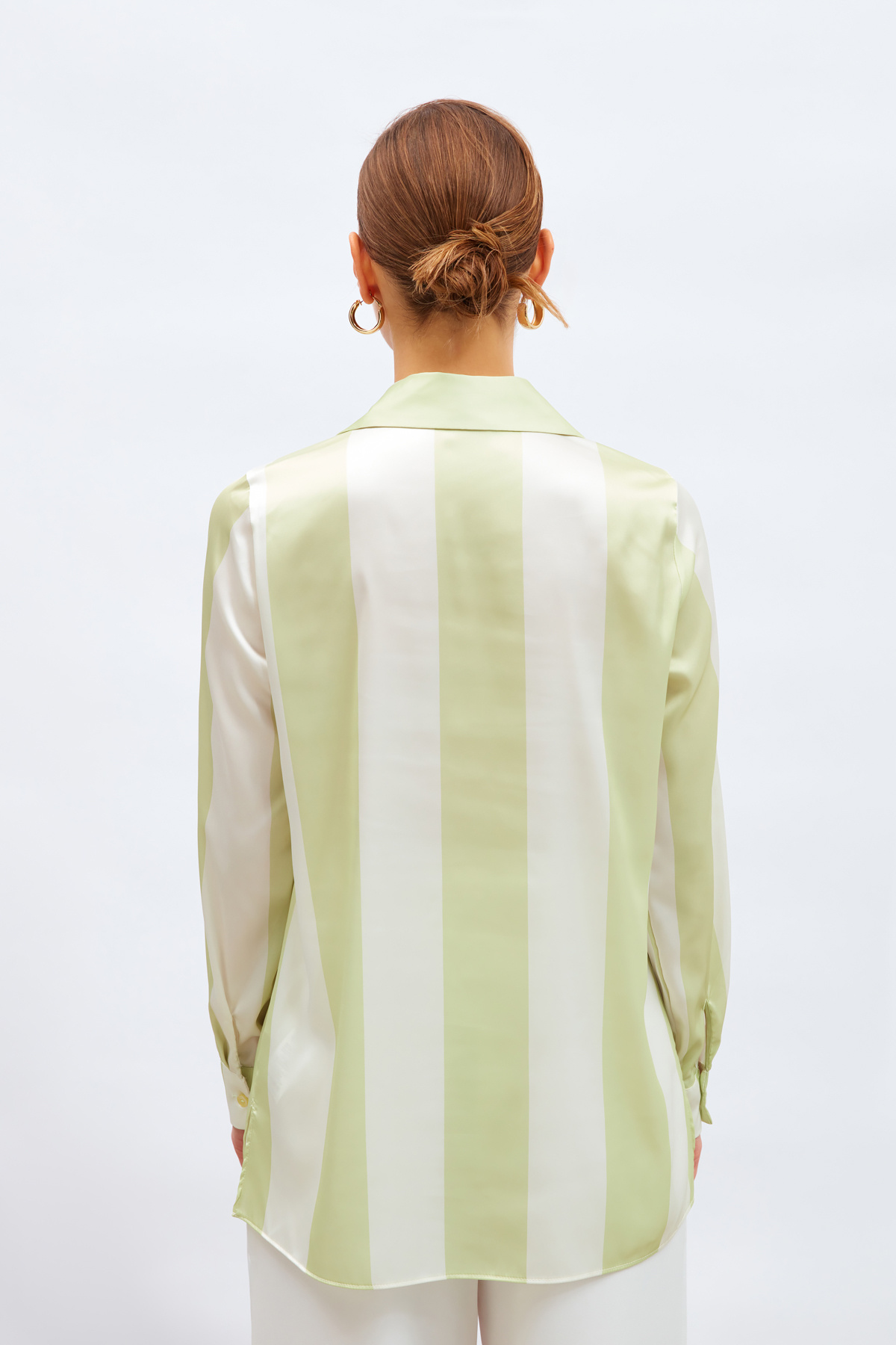 Çizgili Salaş Gömlek - HAKİ