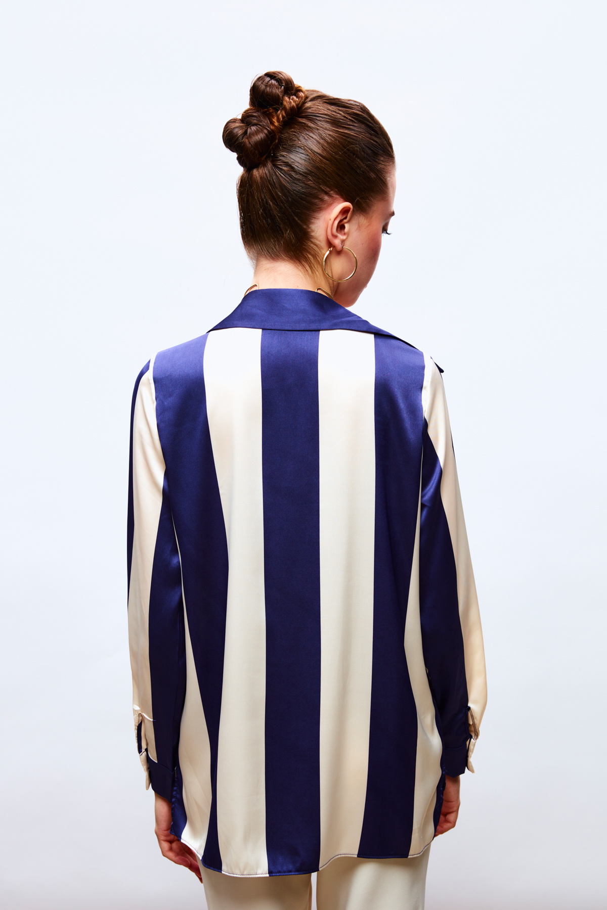 Çizgili Salaş Gömlek - LACİVERT