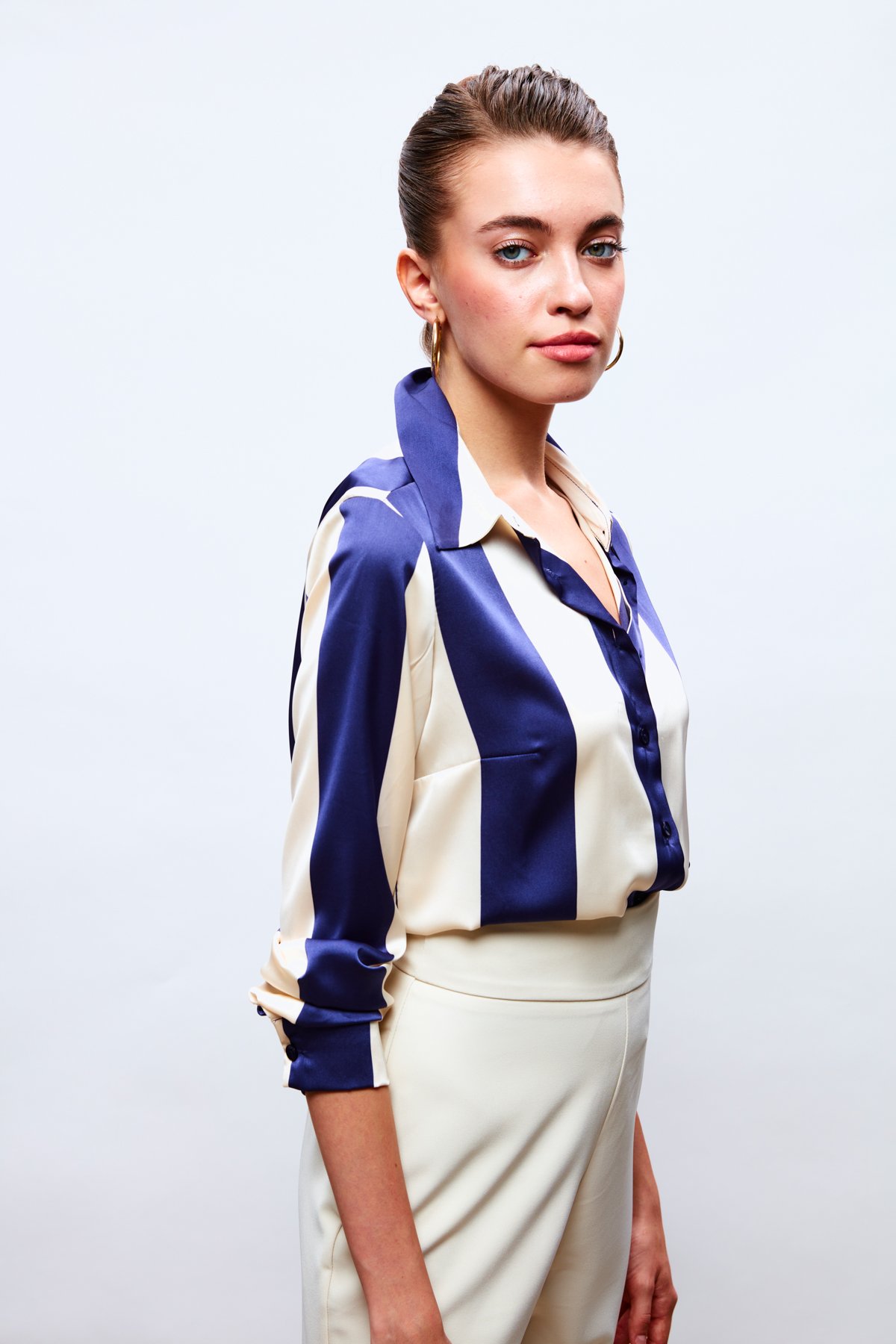 Çizgili Salaş Gömlek - LACİVERT