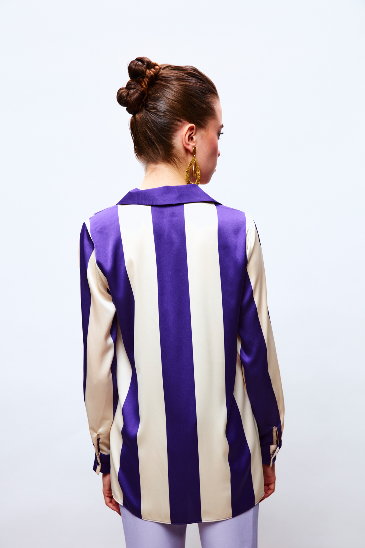 Çizgili Salaş Gömlek - MOR