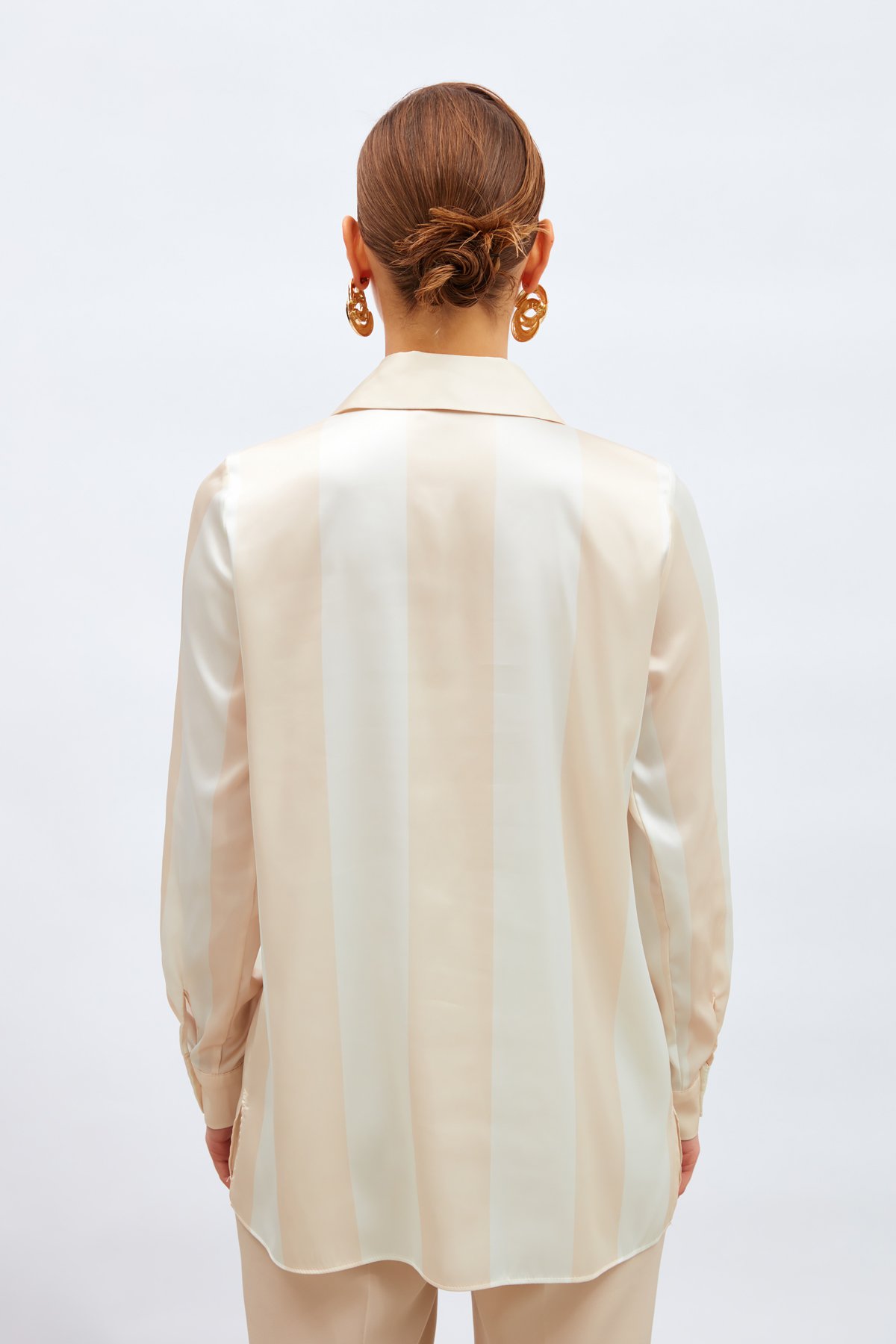 Çizgili Salaş Gömlek - PUDRA