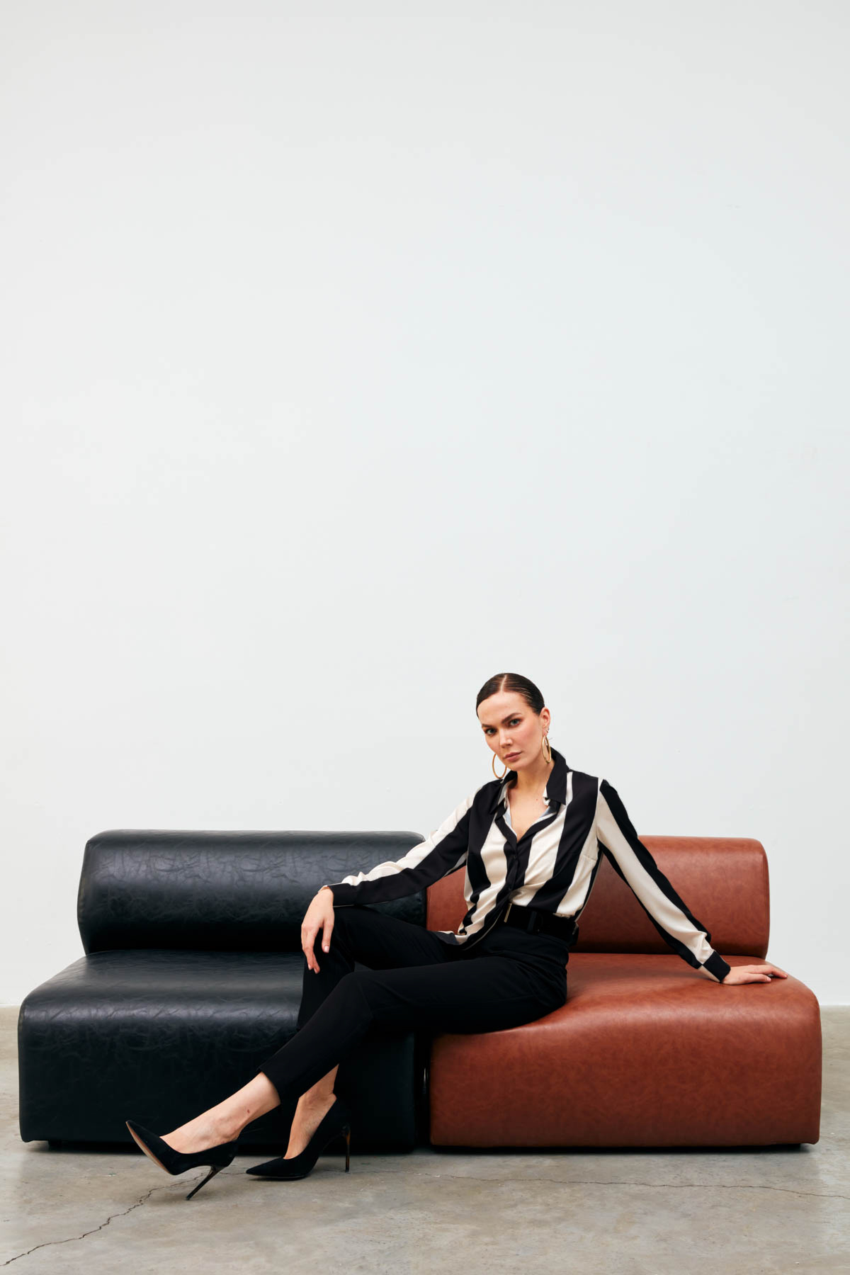 Çizgili Salaş Gömlek - SİYAH