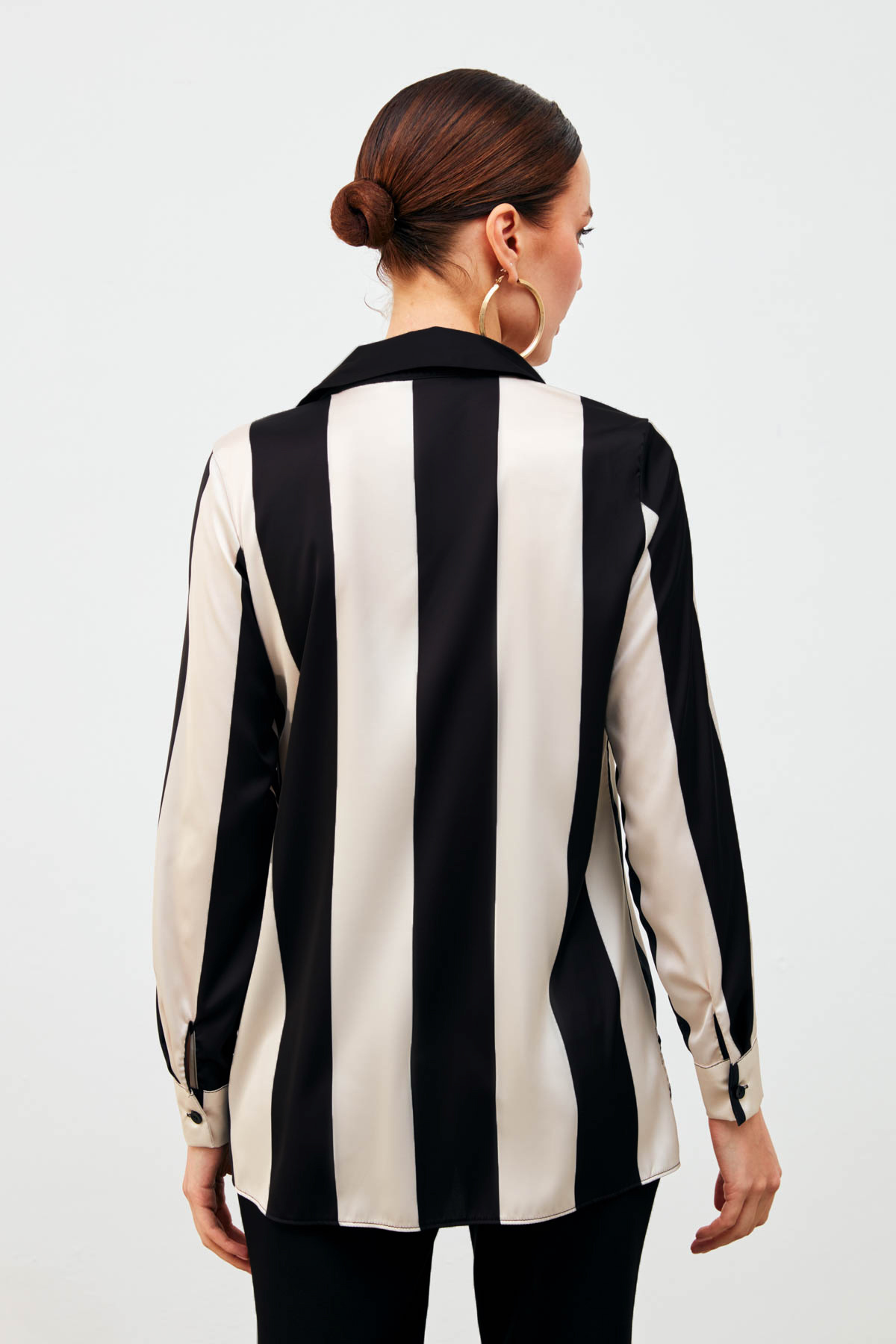 Çizgili Salaş Gömlek - SİYAH