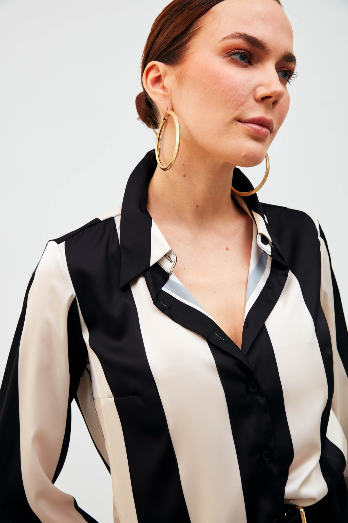 Çizgili Salaş Gömlek - SİYAH