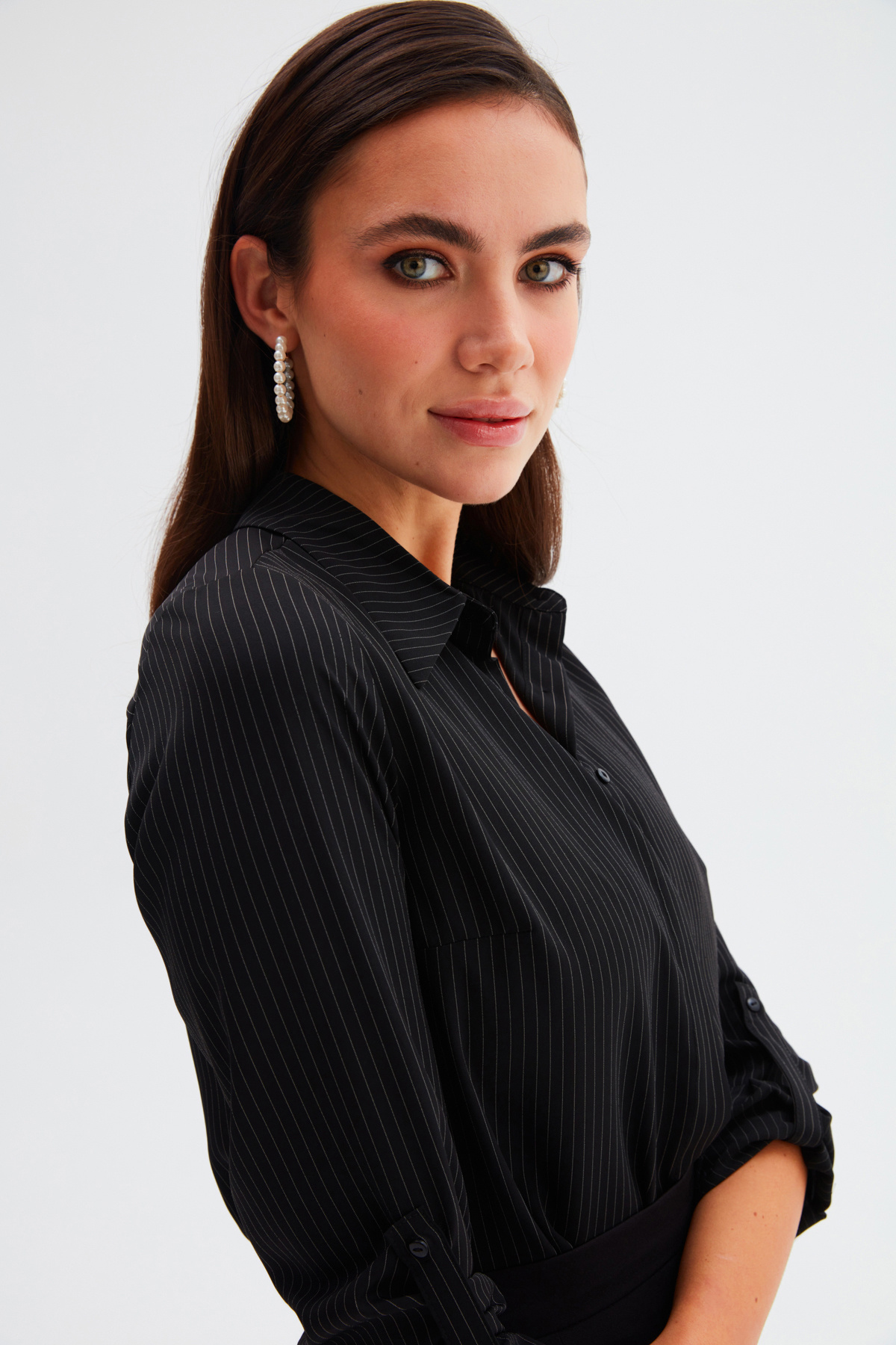 Striped Loose Shirt - BLACK