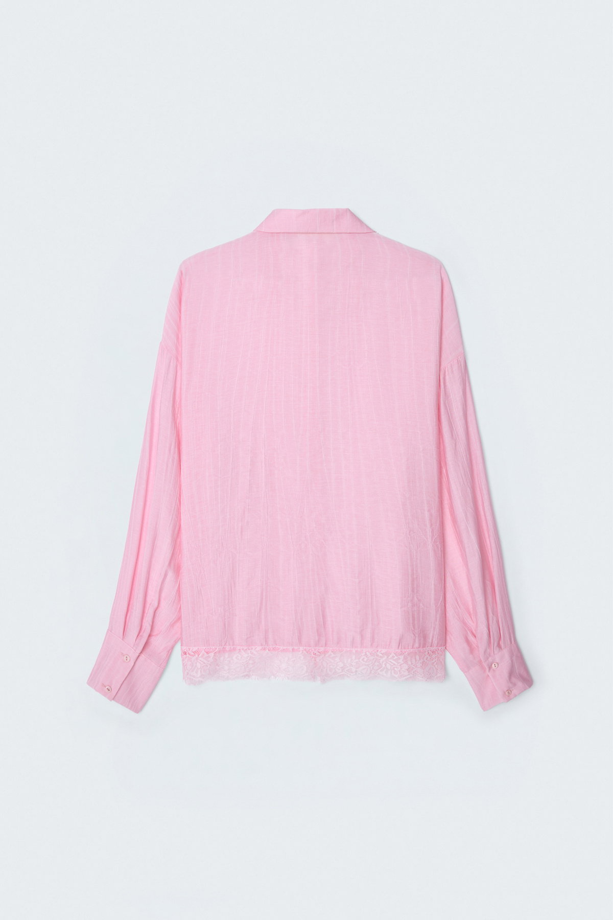Dantel Detaylı Gömlek - Pembe