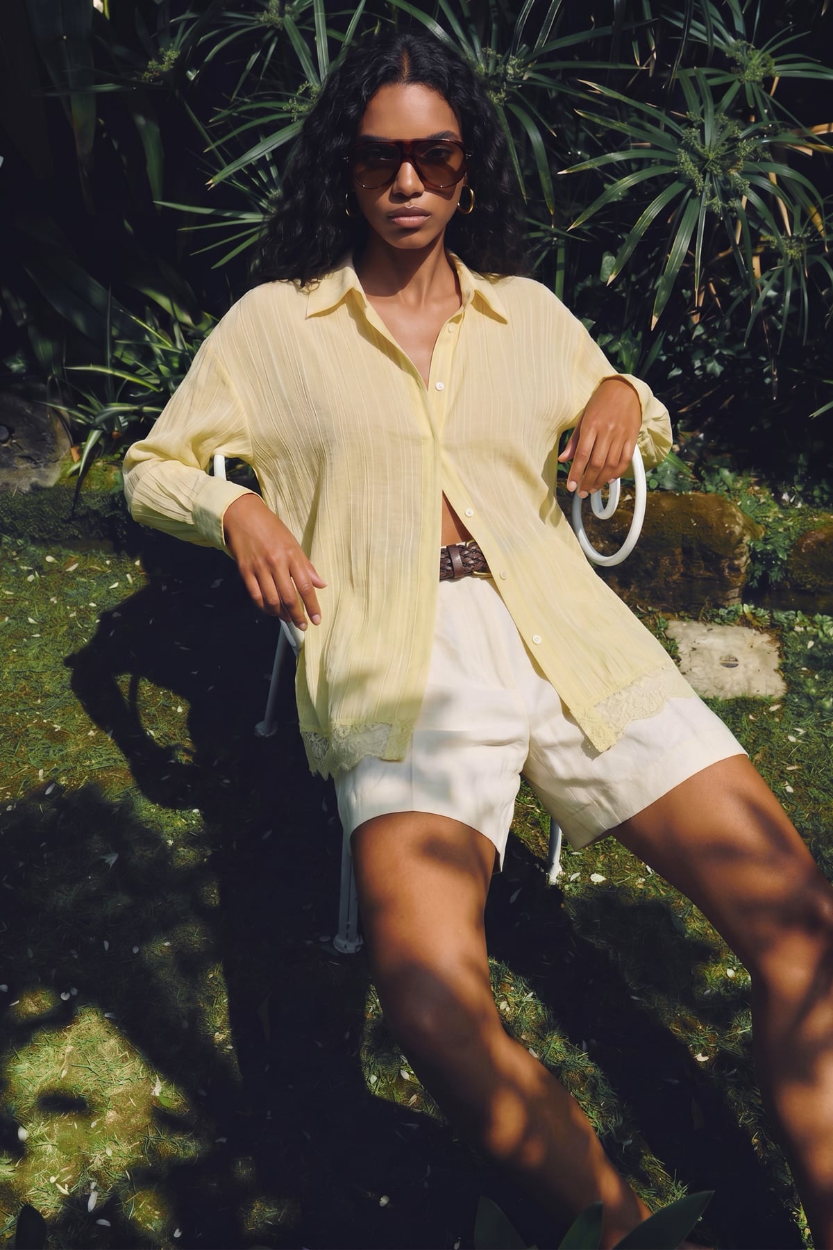 Lace Detailed Shirt - Yellow