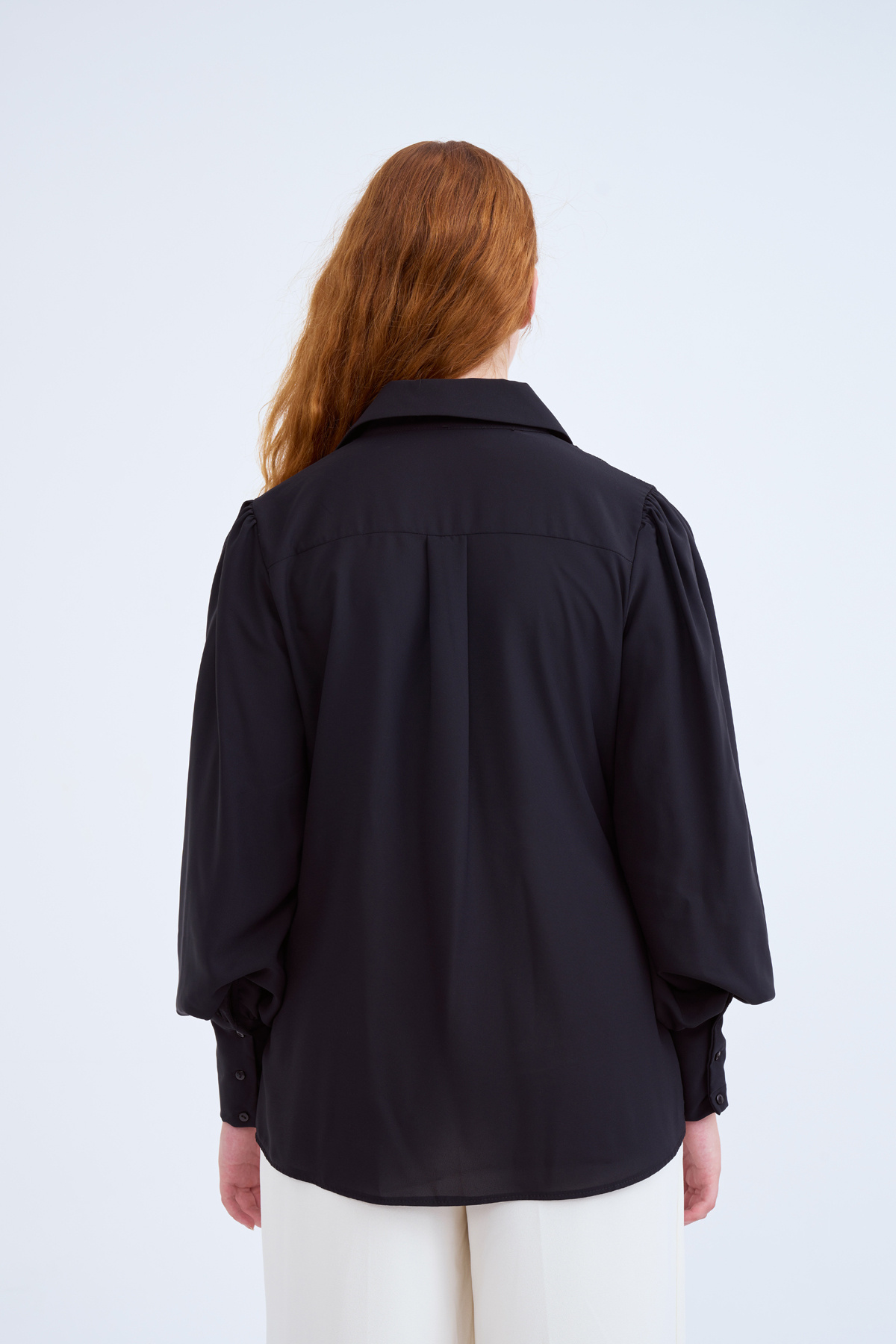Lace classic shirt - BLACK