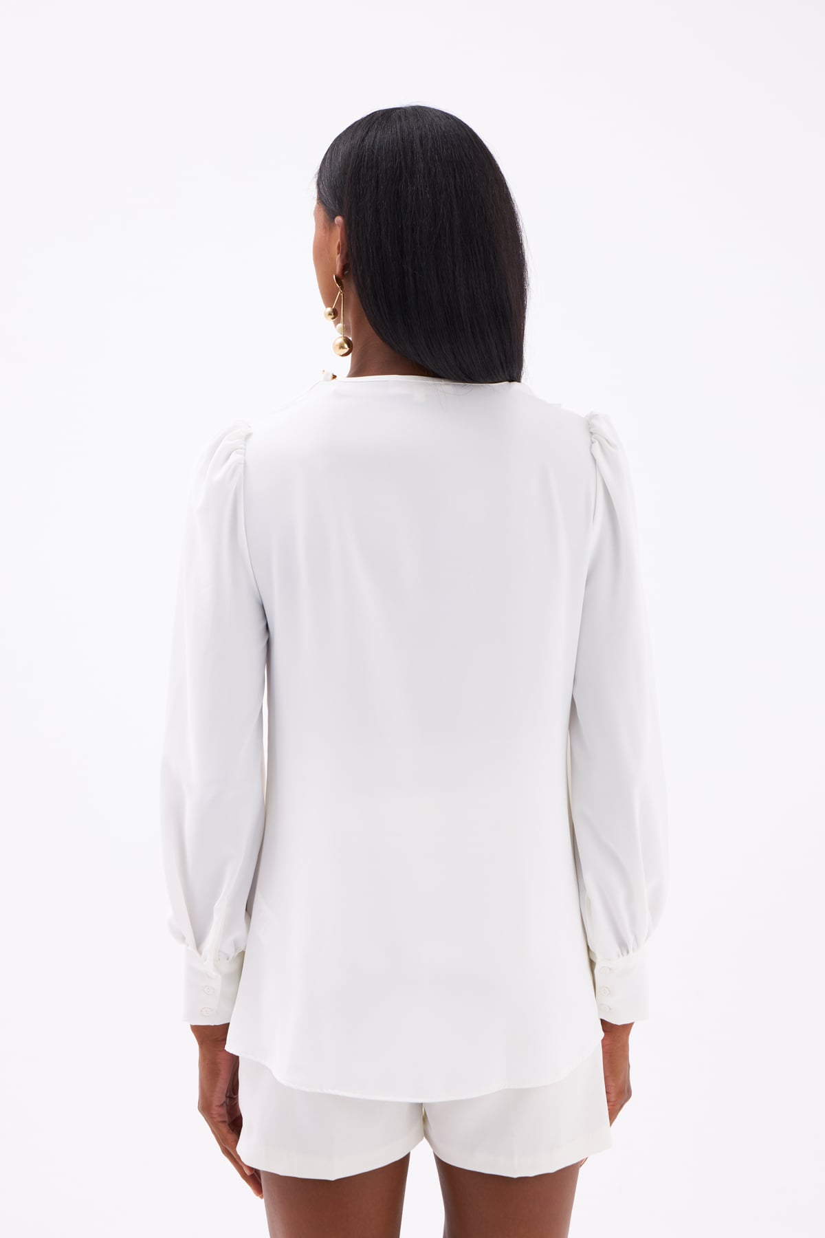 Collared blouse with accessories - ECRU