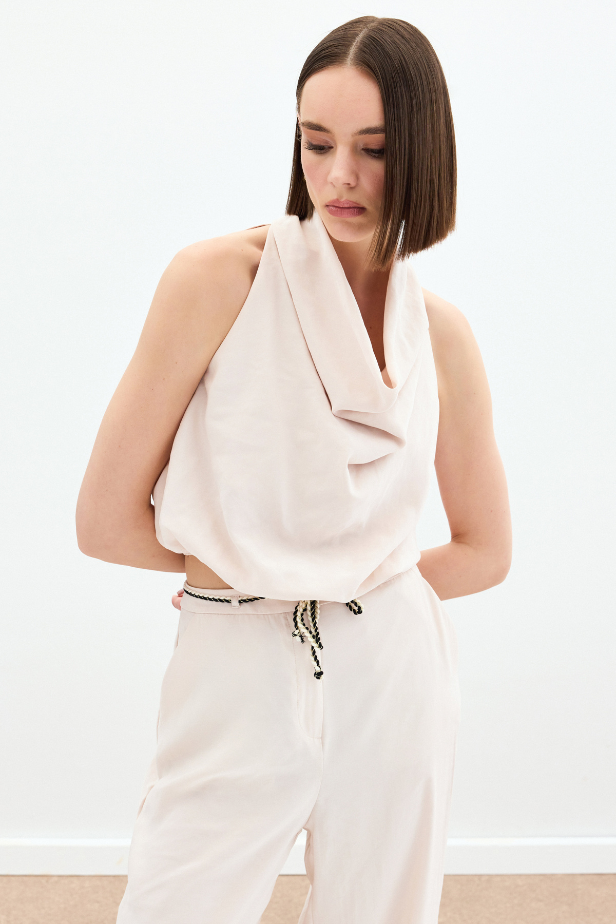 Degaje Yaka Bluz - Bej