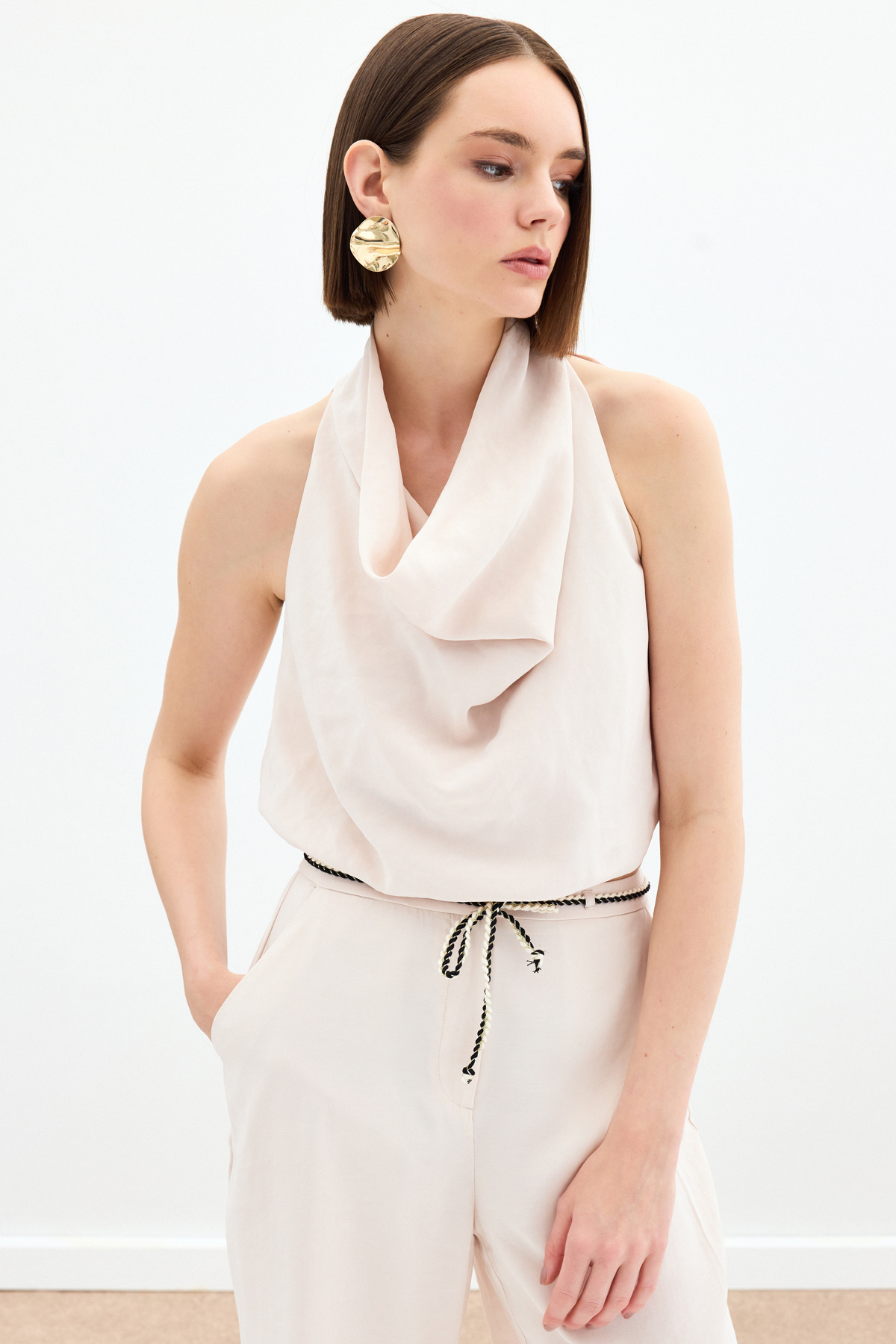 Degaje Yaka Bluz - Bej