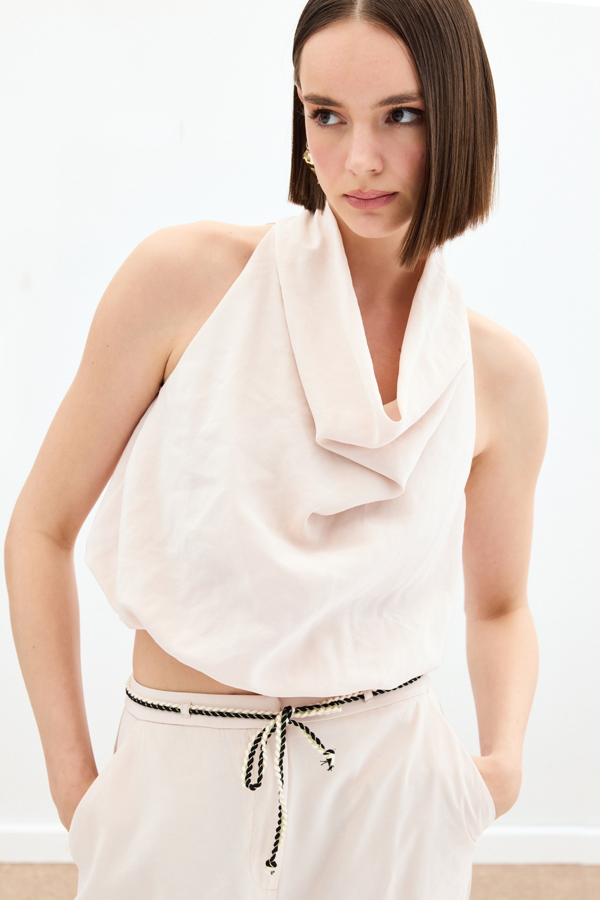 Degaje Yaka Bluz - Bej