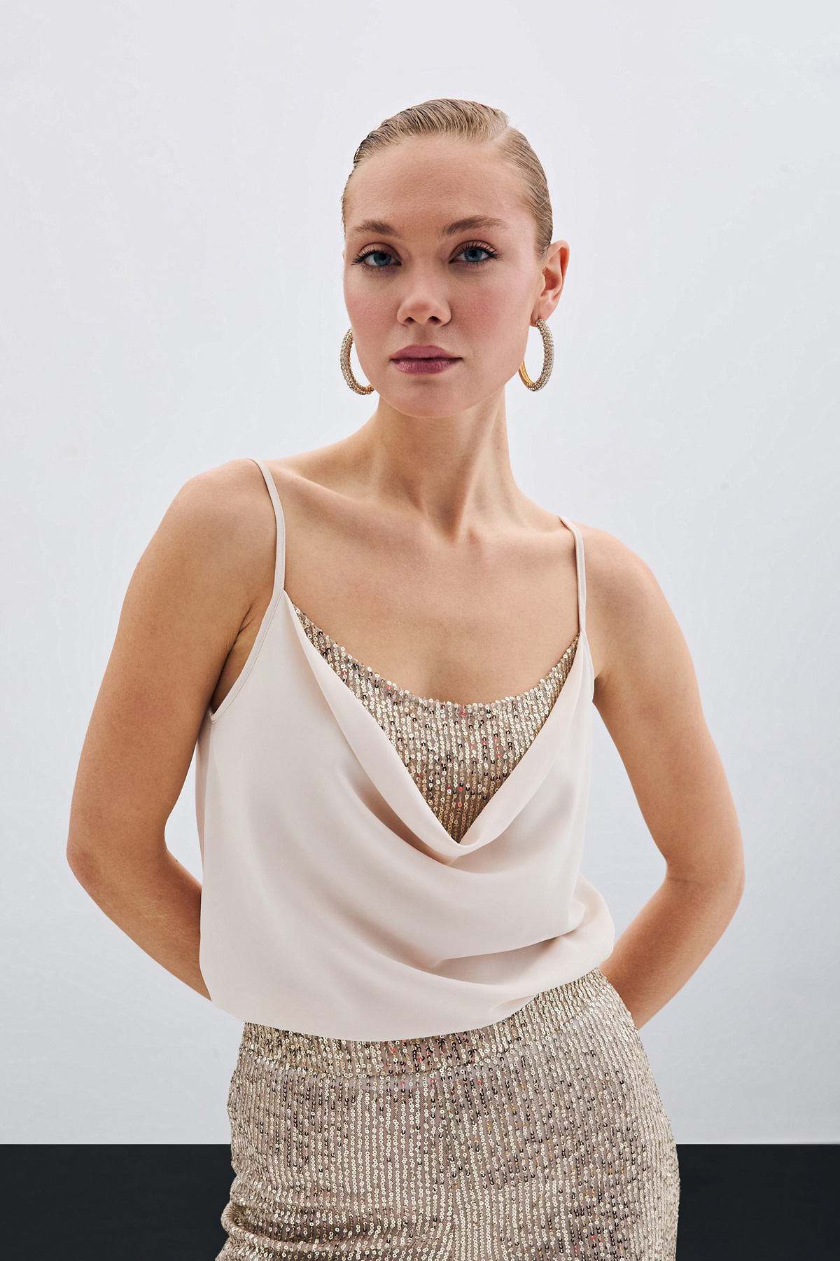 Degaje Yaka Bluz - Bej