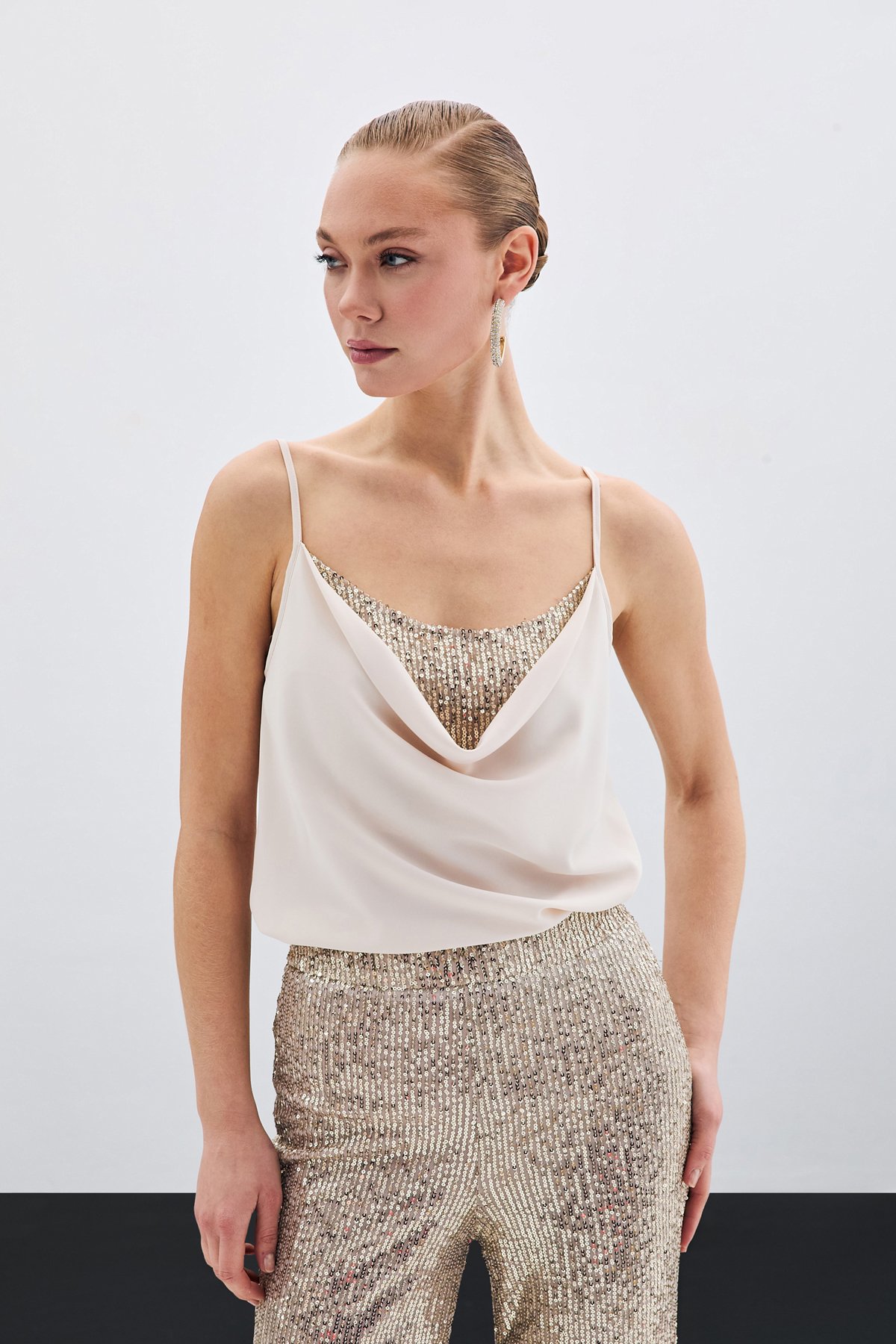 Degaje Yaka Bluz - Bej