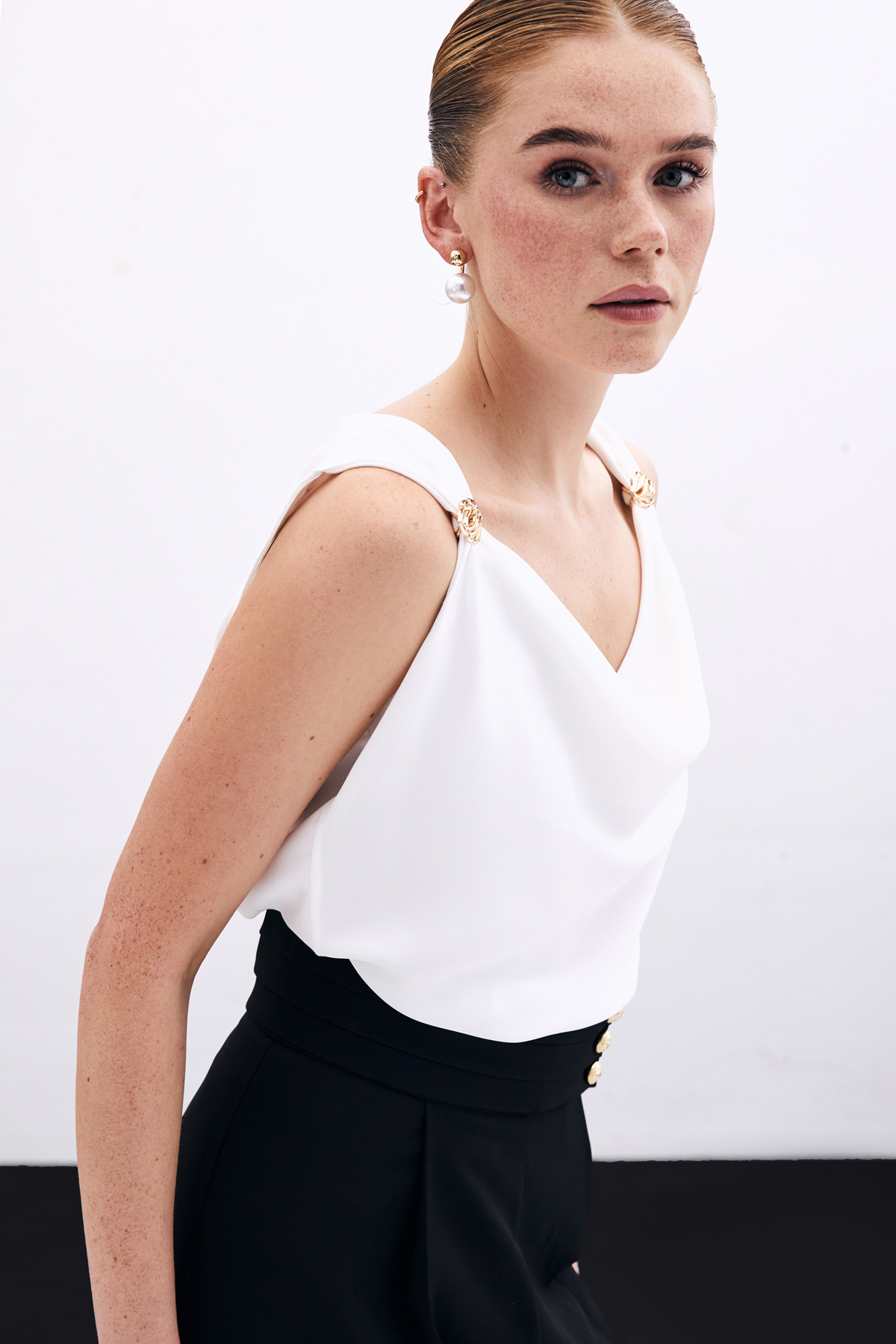 Degaje Yaka Bluz - Ekru