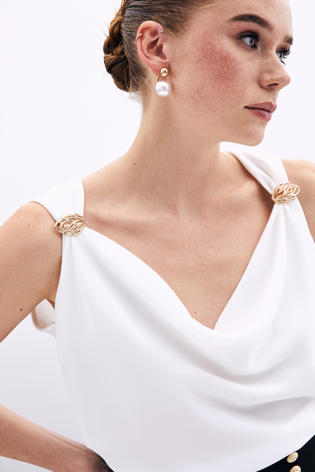 Degaje Yaka Bluz - Ekru