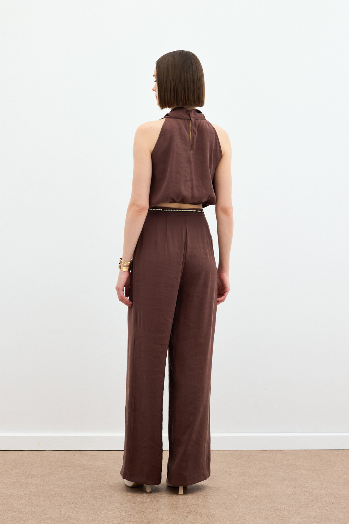 Degaje Yaka Bluz - Kahve