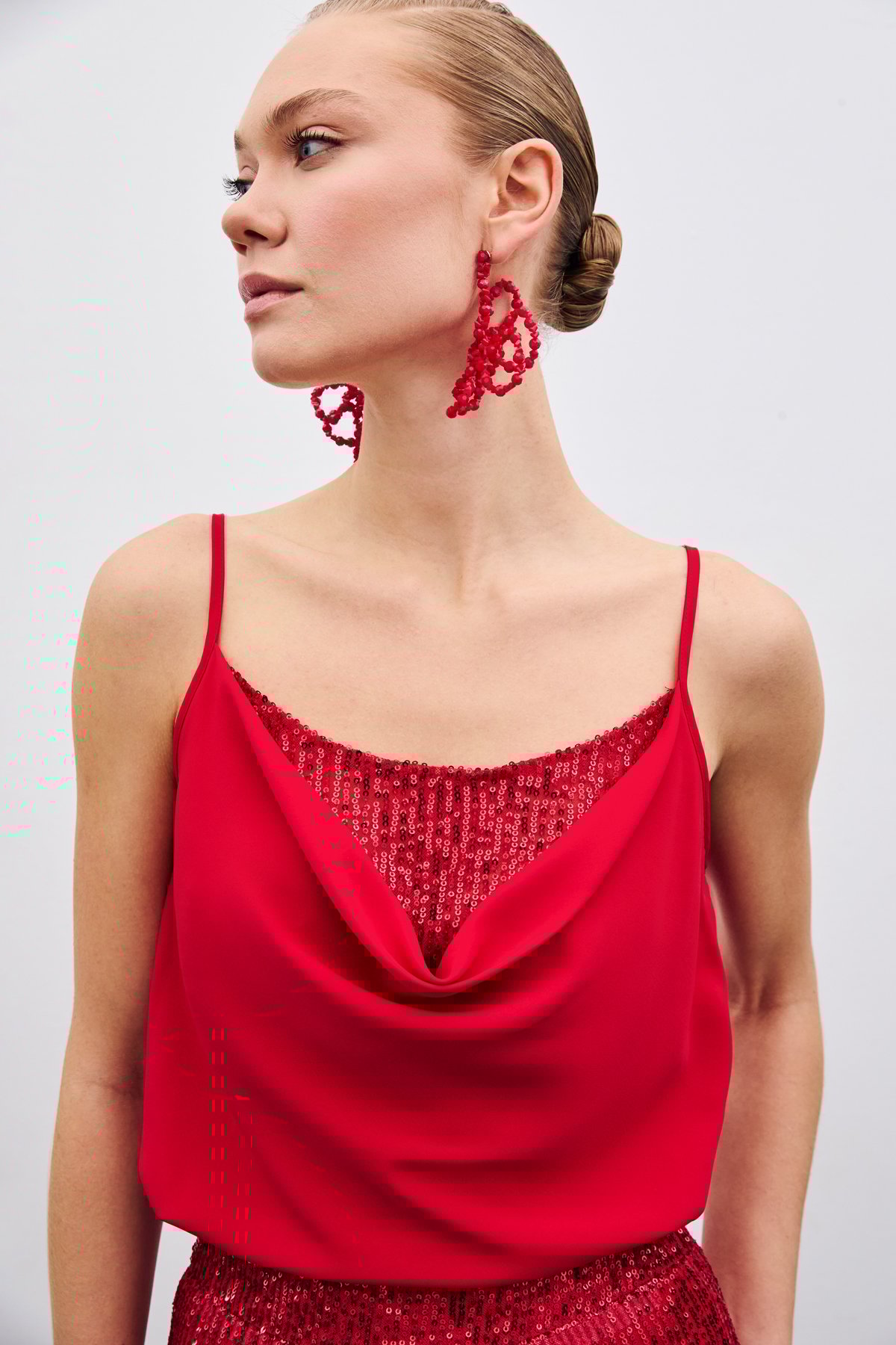 Degaje Yaka Bluz - Kırmızı