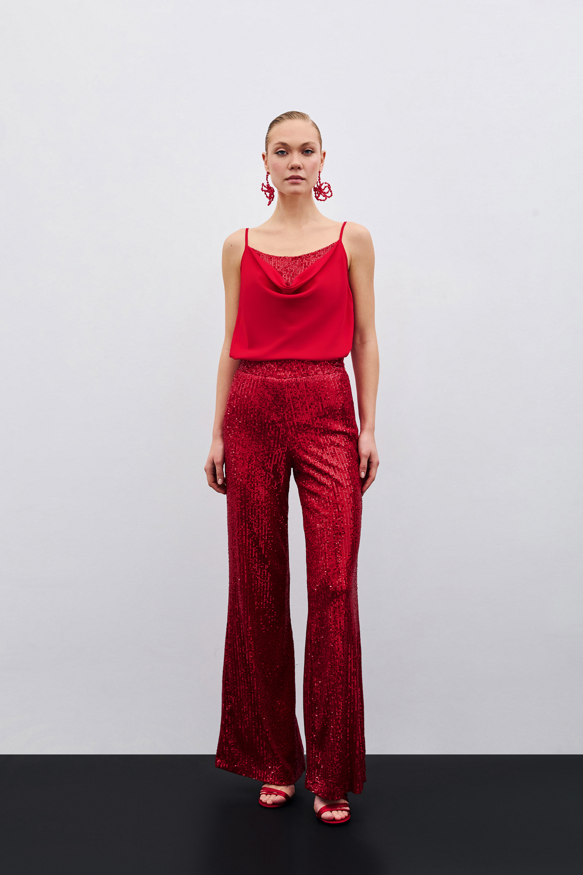 Degaje Yaka Bluz - Kırmızı