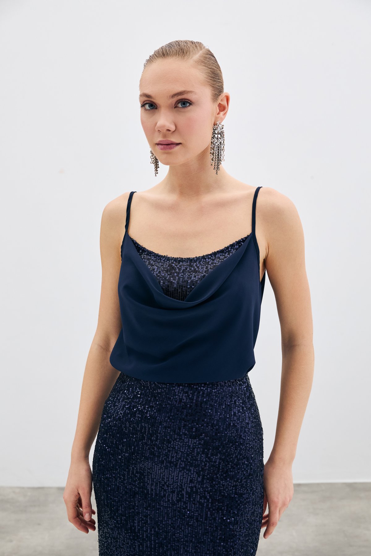 Degaje Yaka Bluz - Lacivert