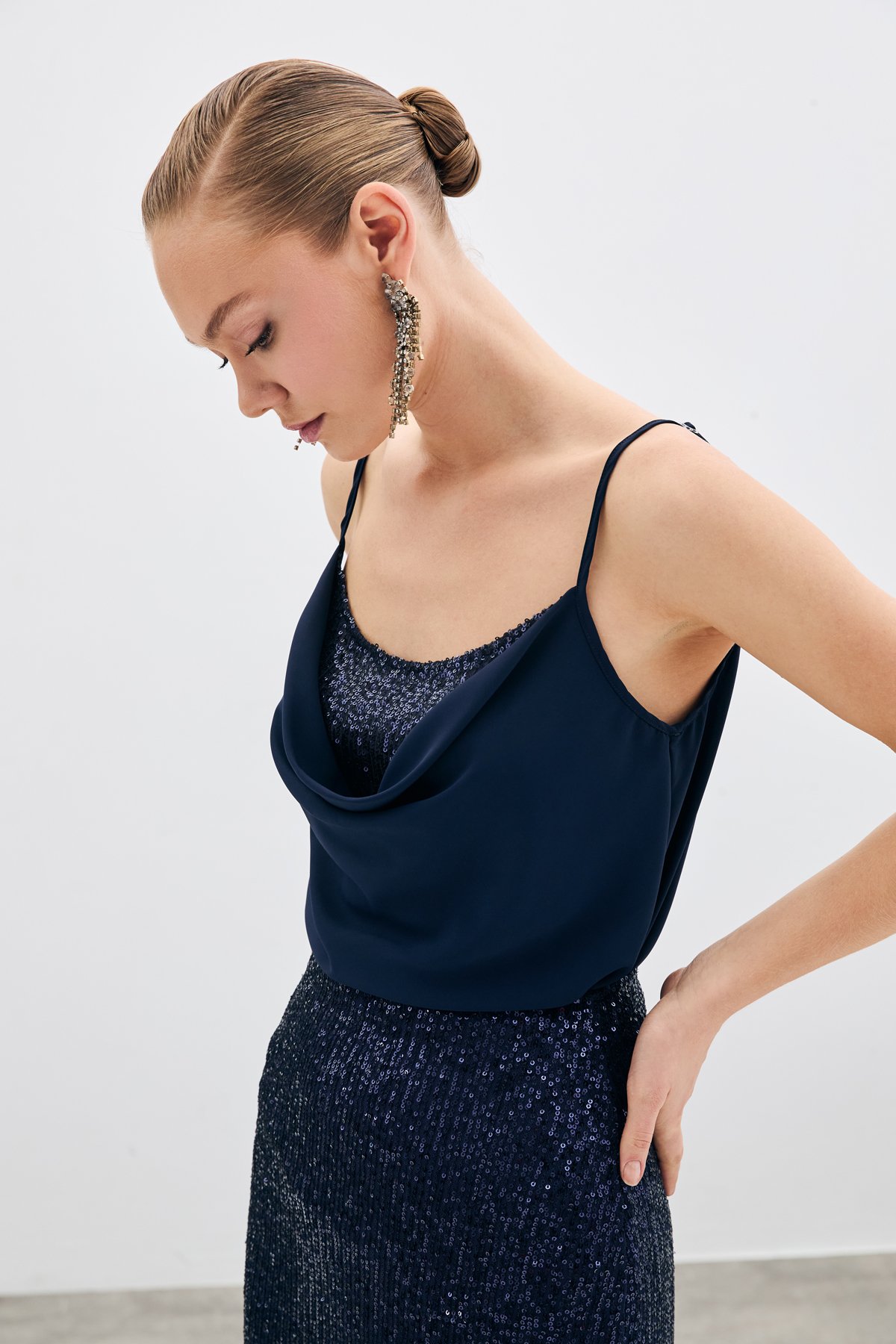 Degaje Yaka Bluz - Lacivert