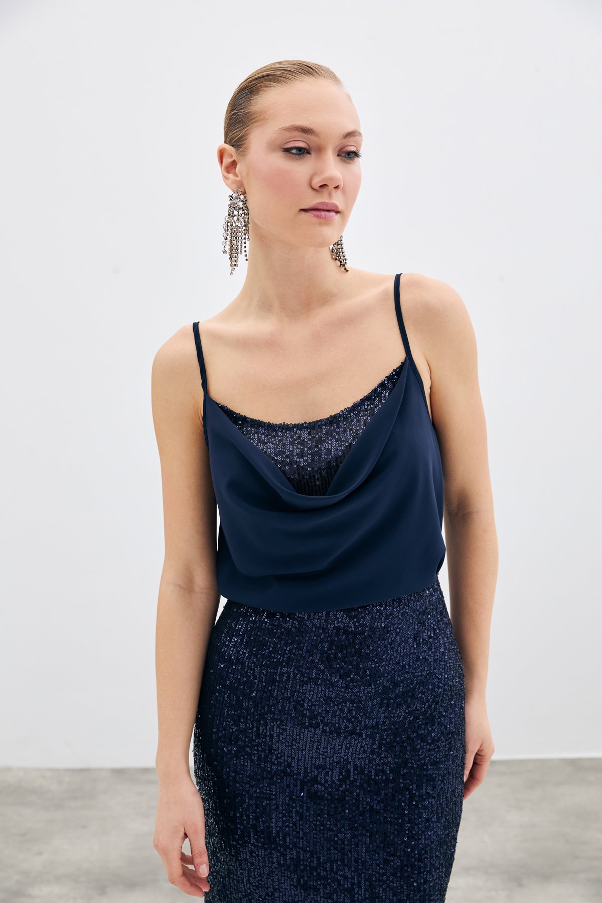 Degaje Yaka Bluz - Lacivert