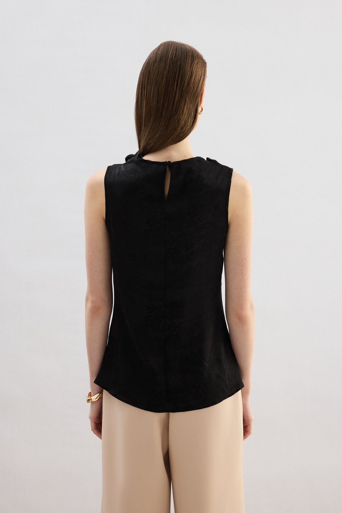 Degaje Yaka Bluz - Siyah