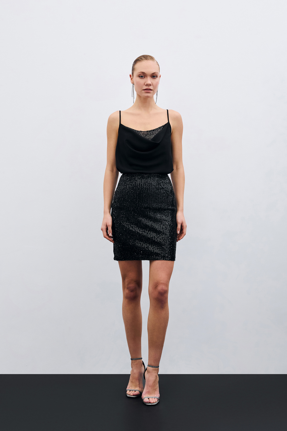 Degaje Yaka Bluz - Siyah