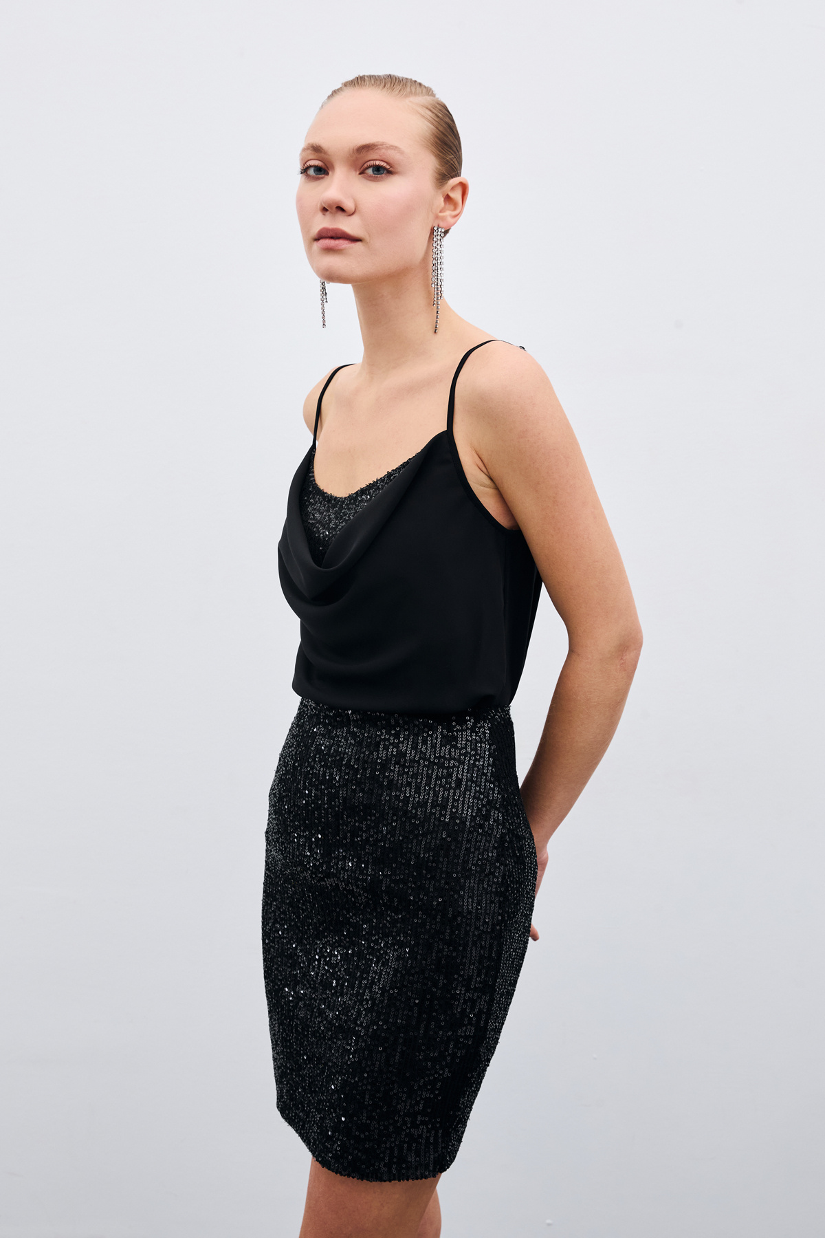 Degaje Yaka Bluz - Siyah