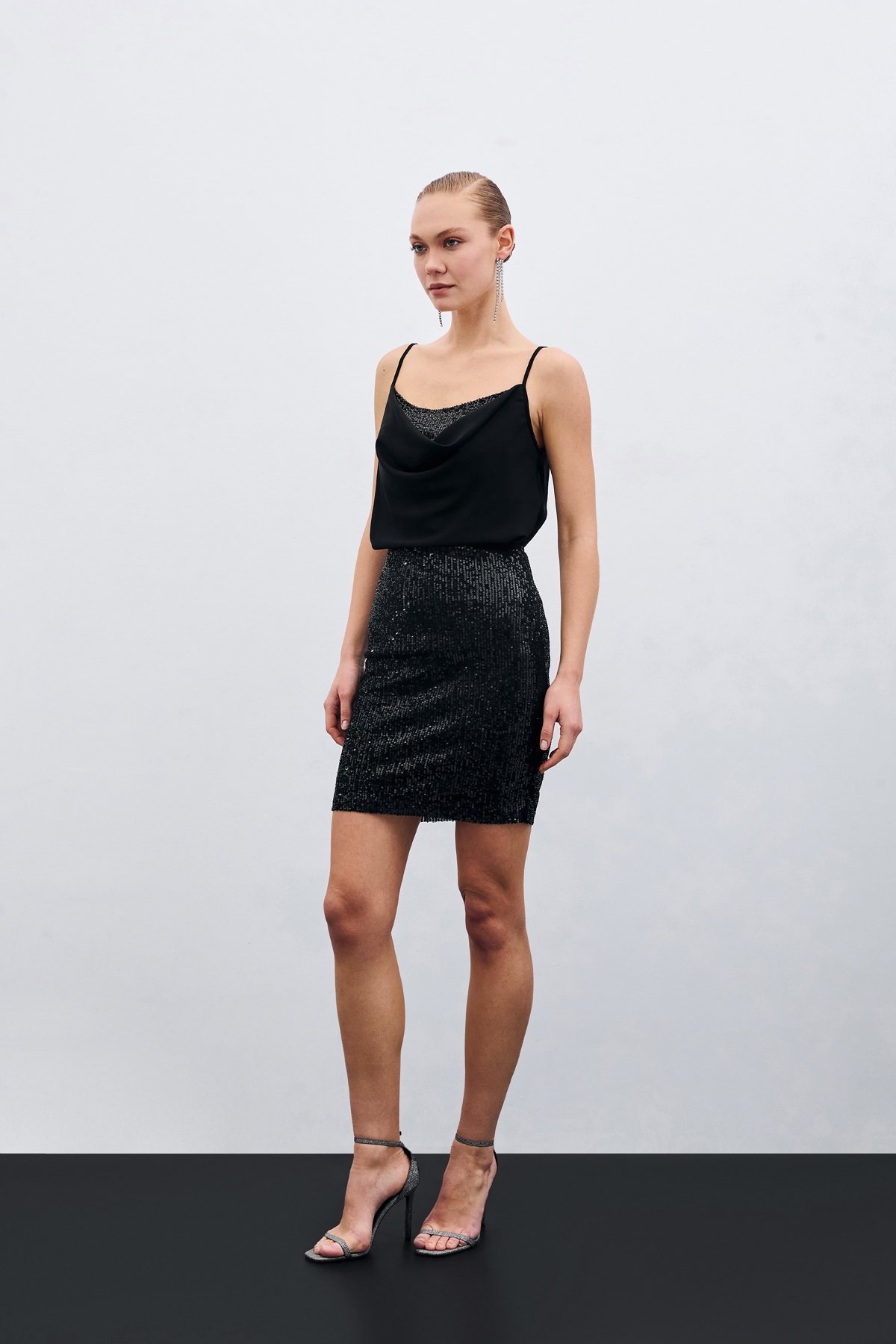 Degaje Yaka Bluz - Siyah