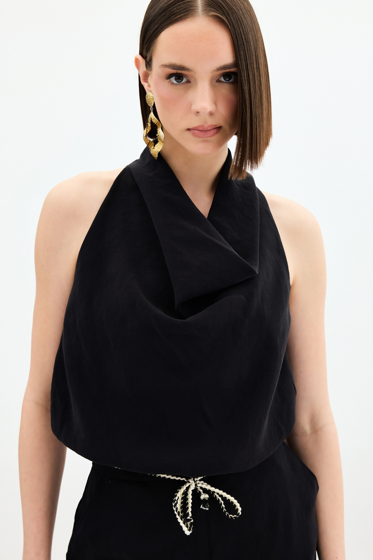 Degaje Yaka Bluz - Siyah