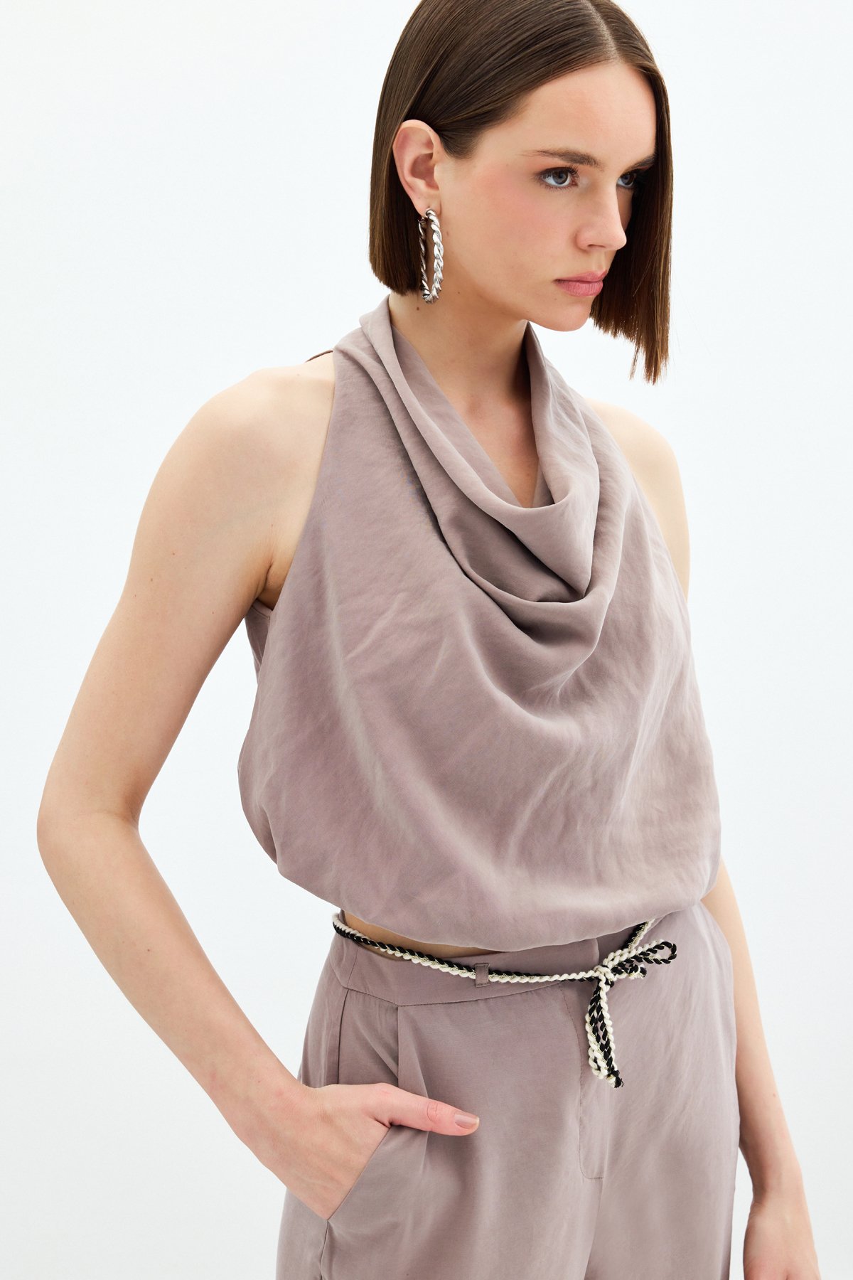 Degaje Yaka Bluz - Vizon